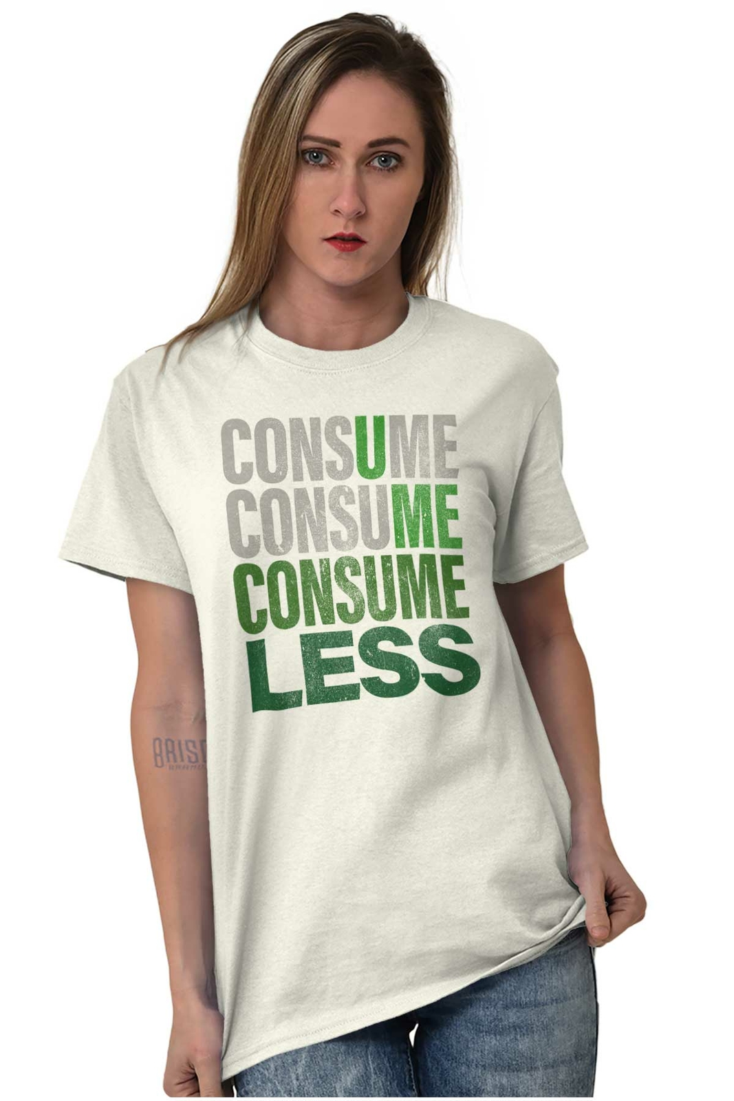 Earth Day Climate Change U Me Consume Less Womens or Mens Crewneck T Shirt Tee