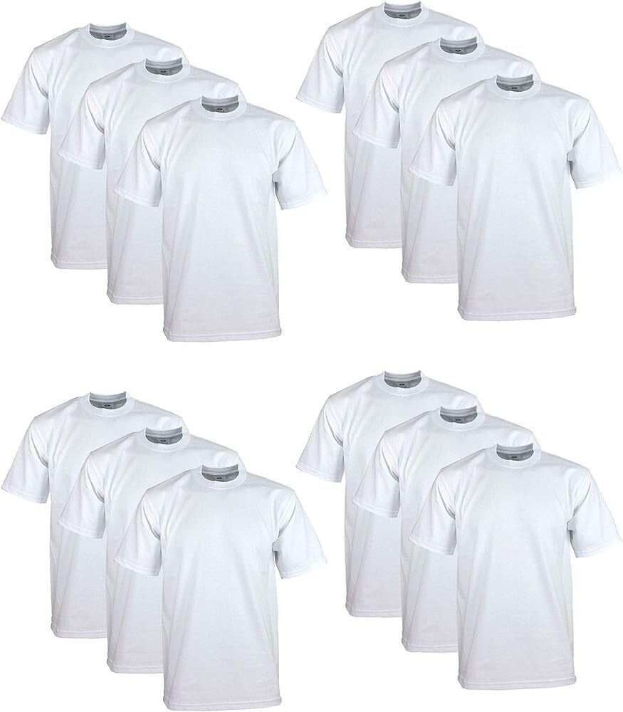 12 PACK PROCLUB PRO CLUB MENS HEAVYWEIGHT WHITE SHORT SLEEVE T SHIRTS COTTON TEE