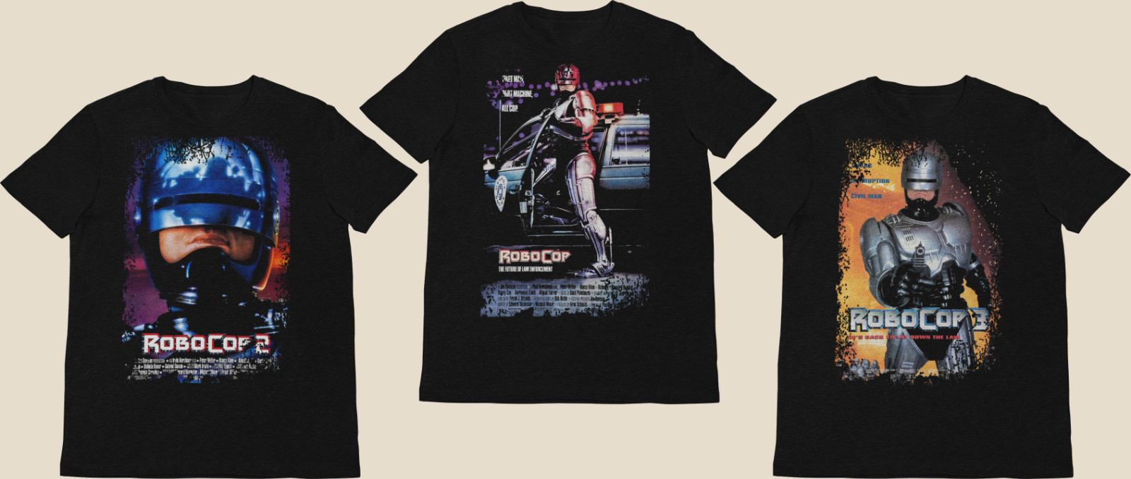 Robocop Collection – Movie Poster inspired Unisex Black T-Shirts