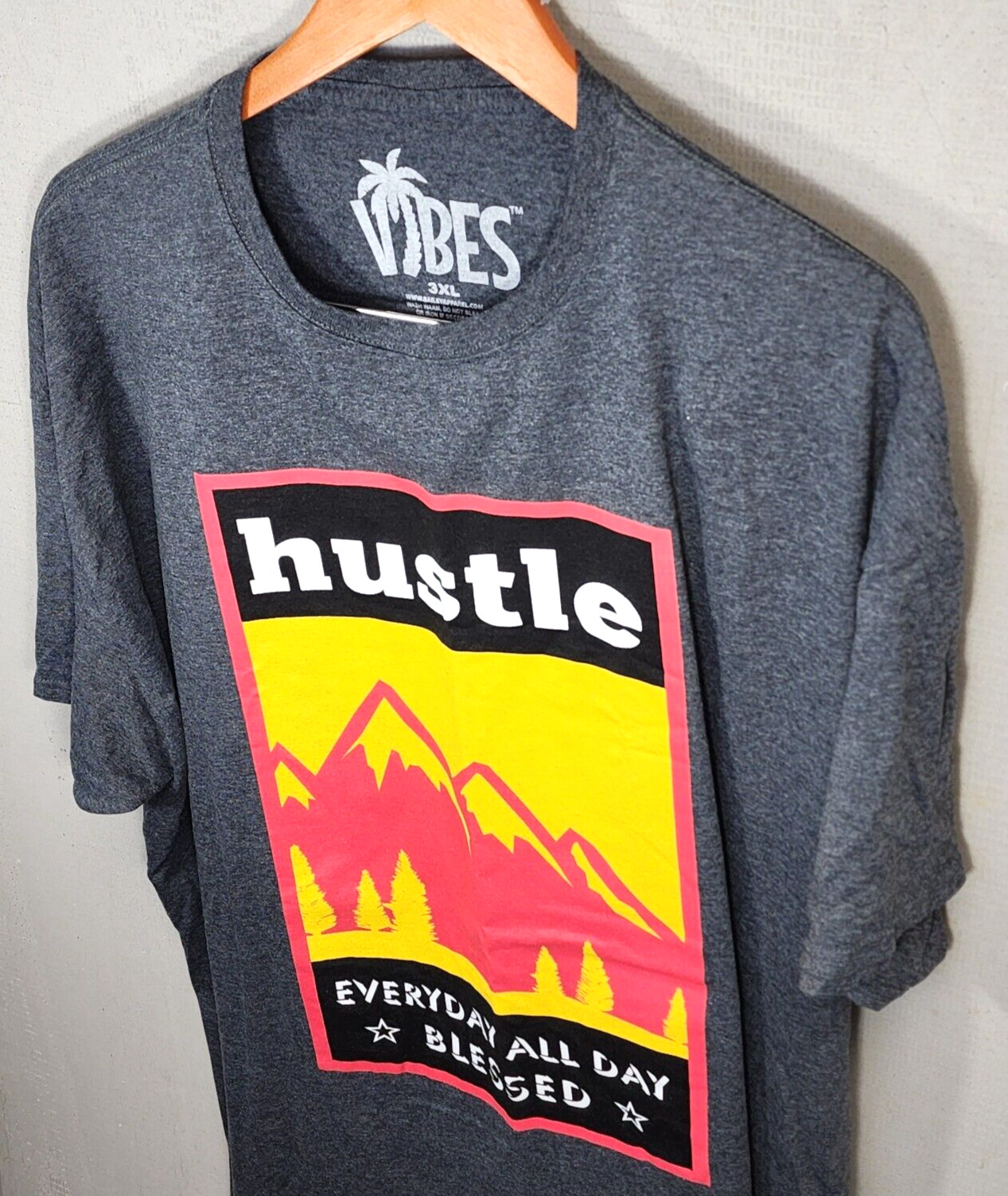 Hustle Mens Shirt 3XLarge Daily All Day Everyday Blessed Mountains Gray A60