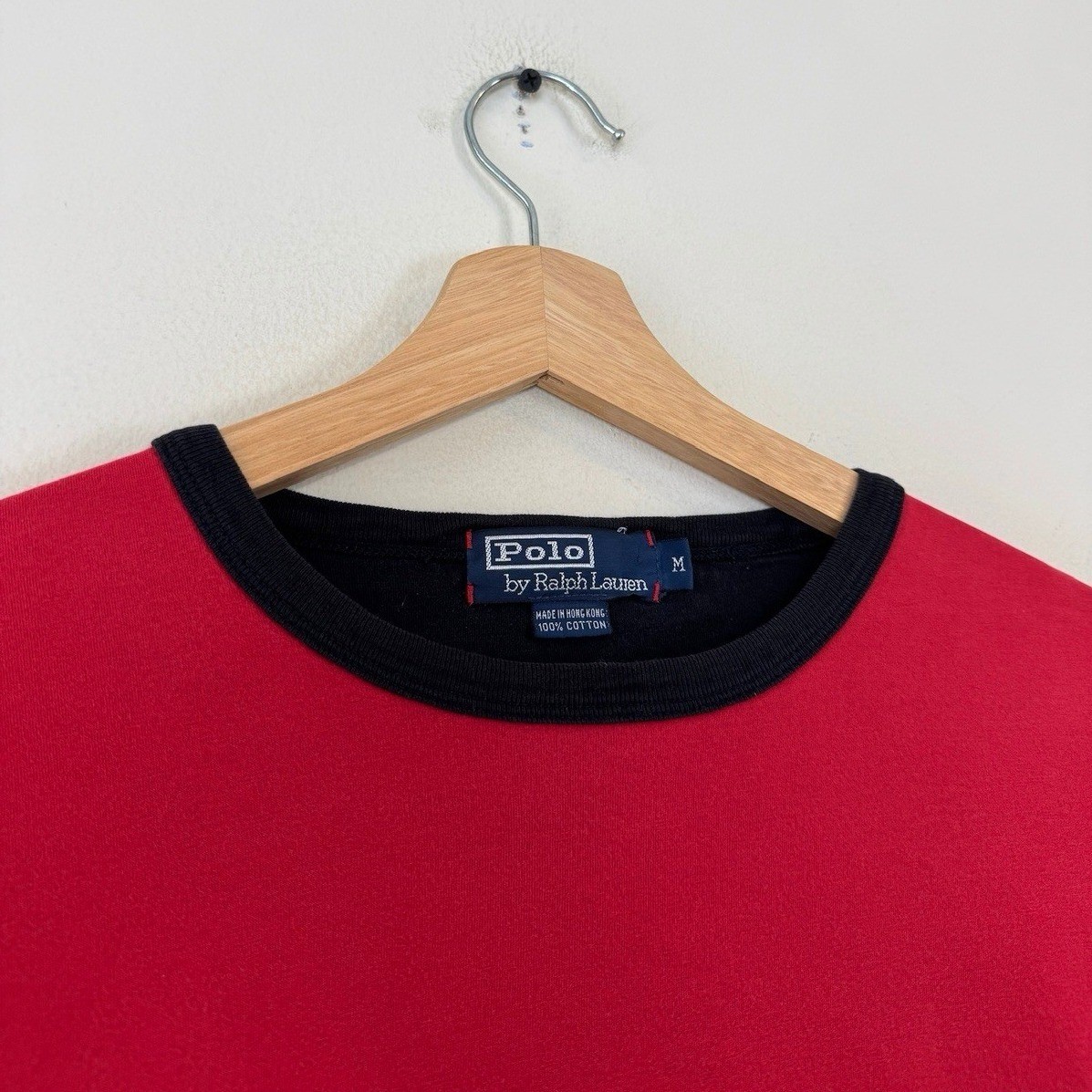 Vintage 90s Polo Ralph Lauren Reversible Single Stitch Red Long Sleeve Tee Shirt