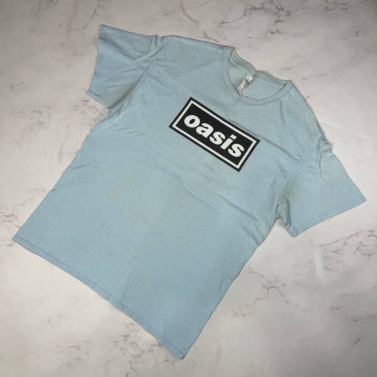 Vintage T-shirt Oasis Classic Band Logo Blue Size M Y2K Casual tee