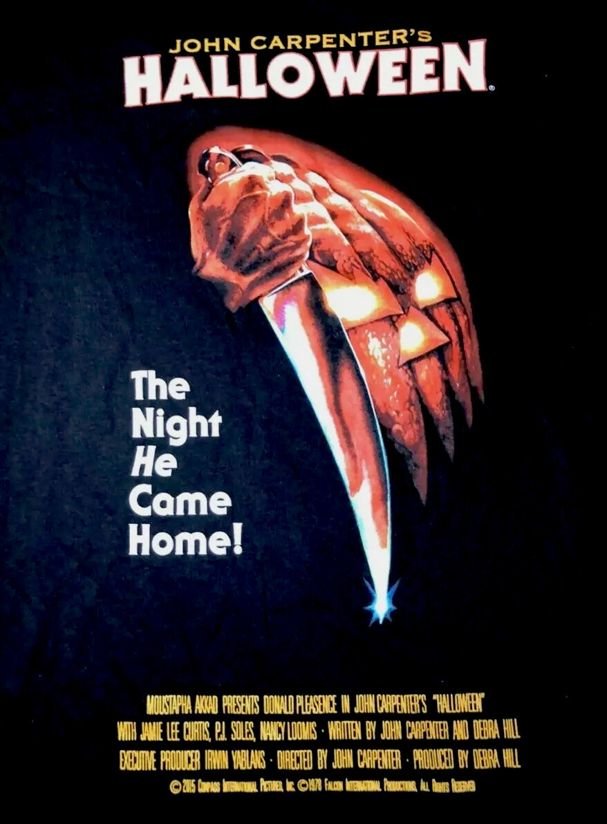 John Carpenter’s HALLOWEEN Movie Poster T-Shirt L Cotton Michael Myers Horror