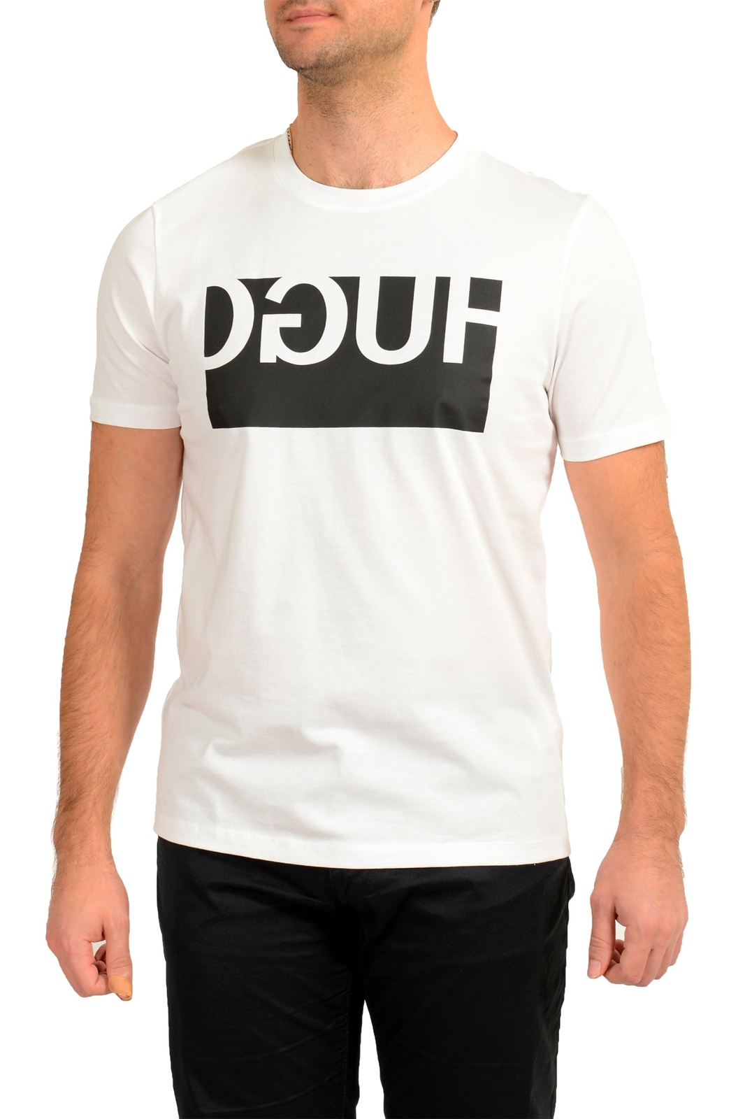 Hugo Boss Men’s “Doguh” White Logo Print Short Sleeve T-Shirt US 2XL IT 56