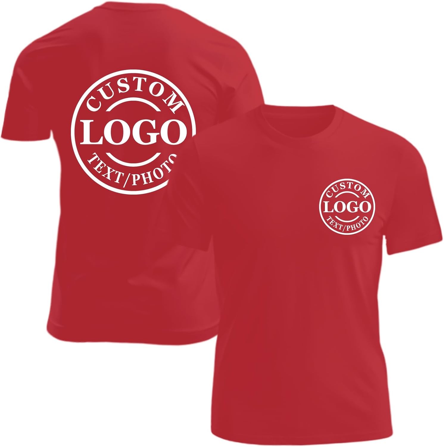 Custom Business Logo T-Shirt Front Back Upload Photo Text Logo 100% Cotton