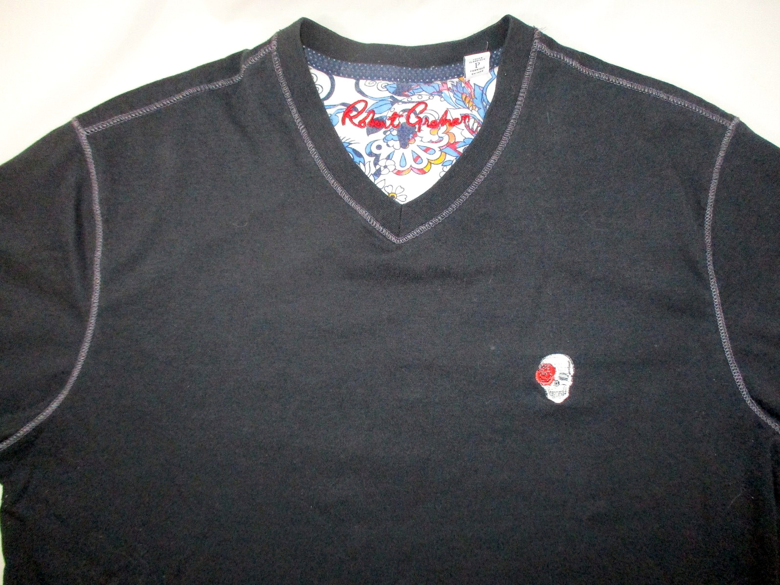 ROBERT GRAHAM Designer T-Shirt~Skull & Rose Logo~Men’s S Classic Fit~Preowned