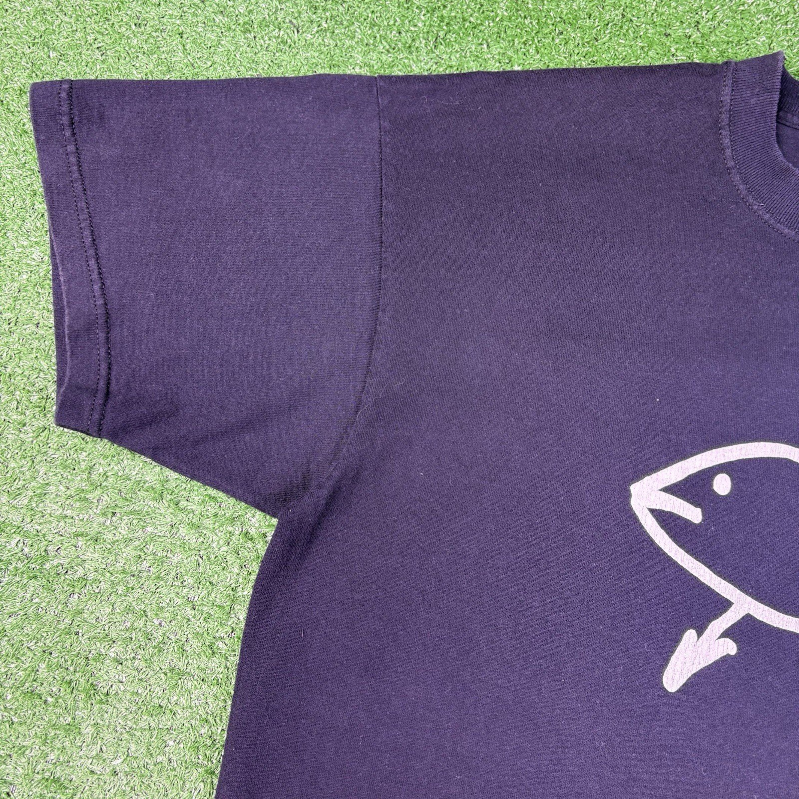 Vintage 90s Dithmarschen Germany Europe Fish Arrow Logo Black Shirt Men’s XL