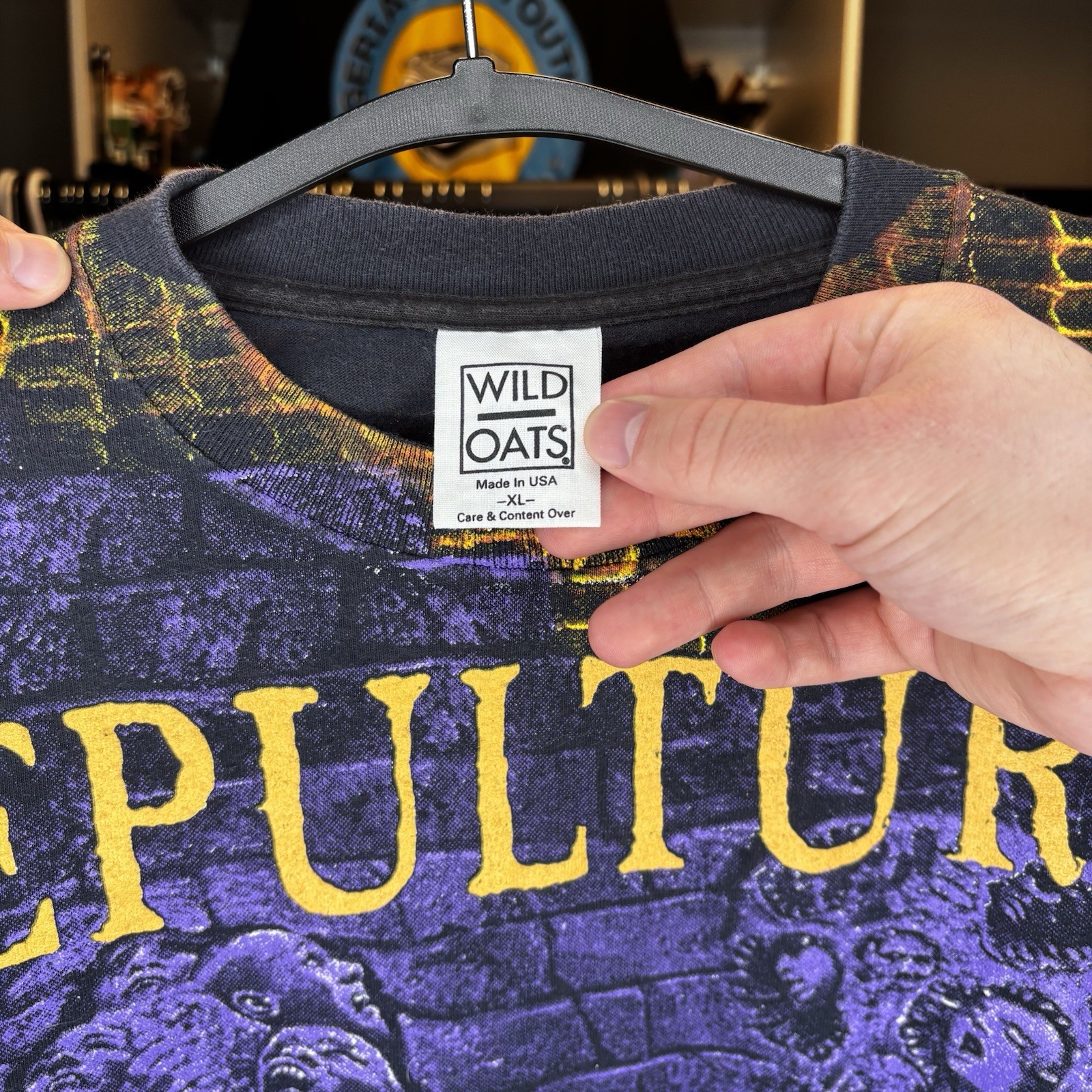 Vintage Sepultura AOP Shirt XL Wild Oats USA Single Stitch Rare 90s Metal Tee