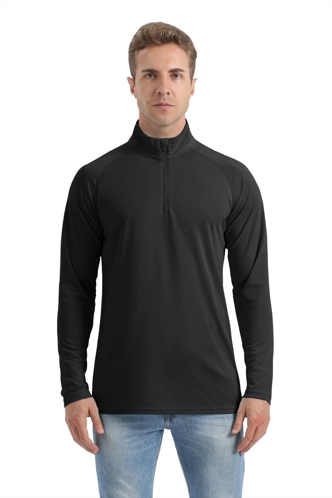 Men’s UPF 50+ Sun Shirts UV Tees Long Sleeve 1/4 Zip Fishing Running Rash Guard