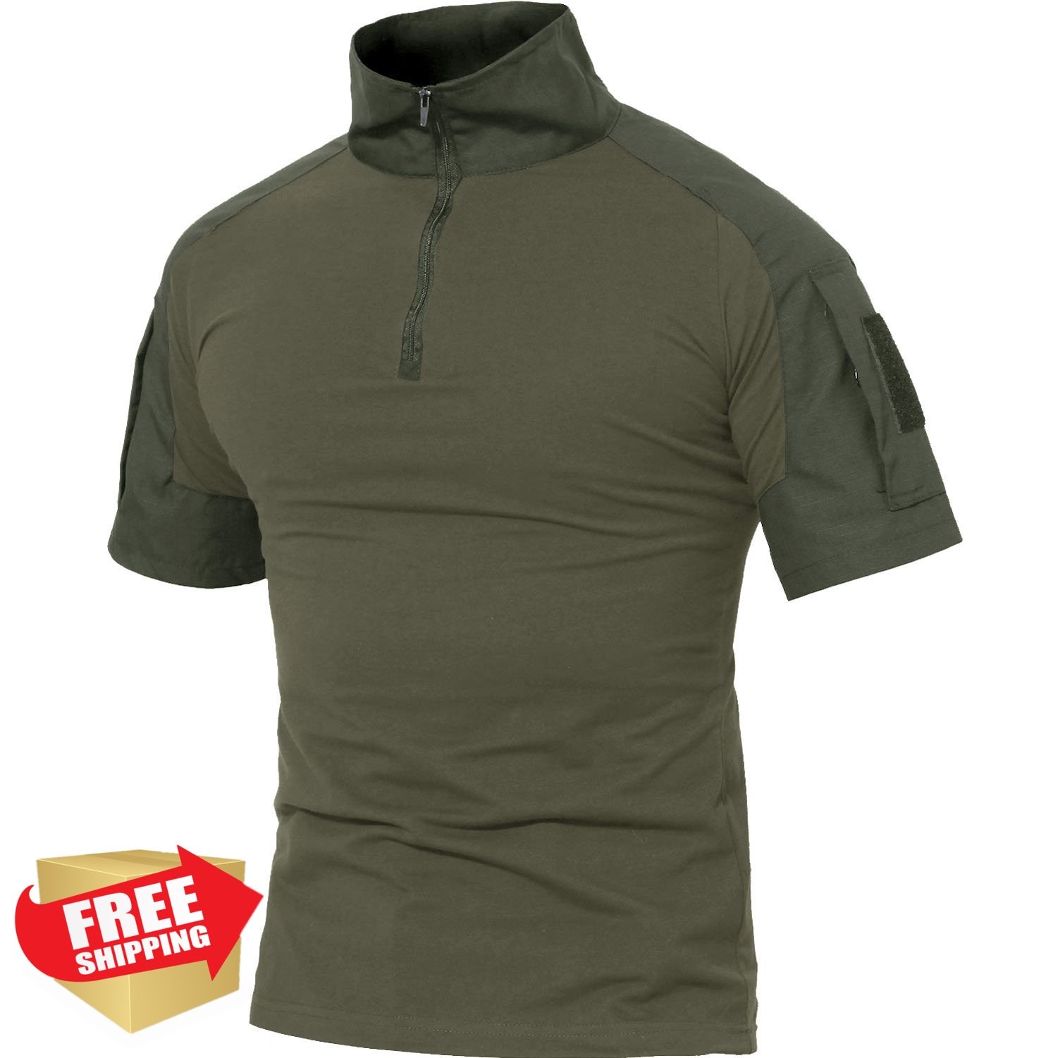 MAGCOMSEN Men’s Tactical Military 1/4 Zip Short Sleeve Camo Shirt