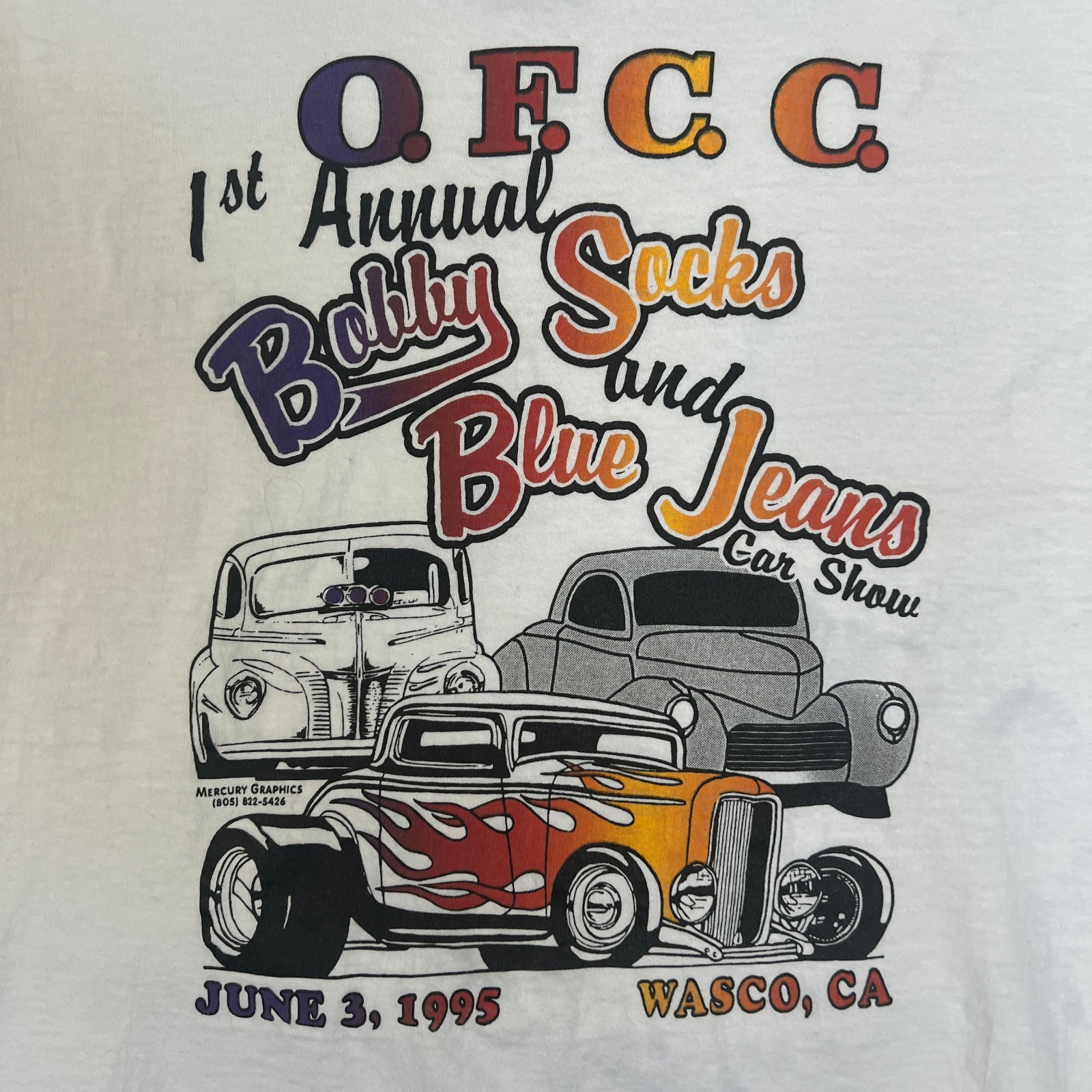 Vintage 1995 Bobby Socks and Blue Jeans Car Show T-Shirt Size XL Single Stitch