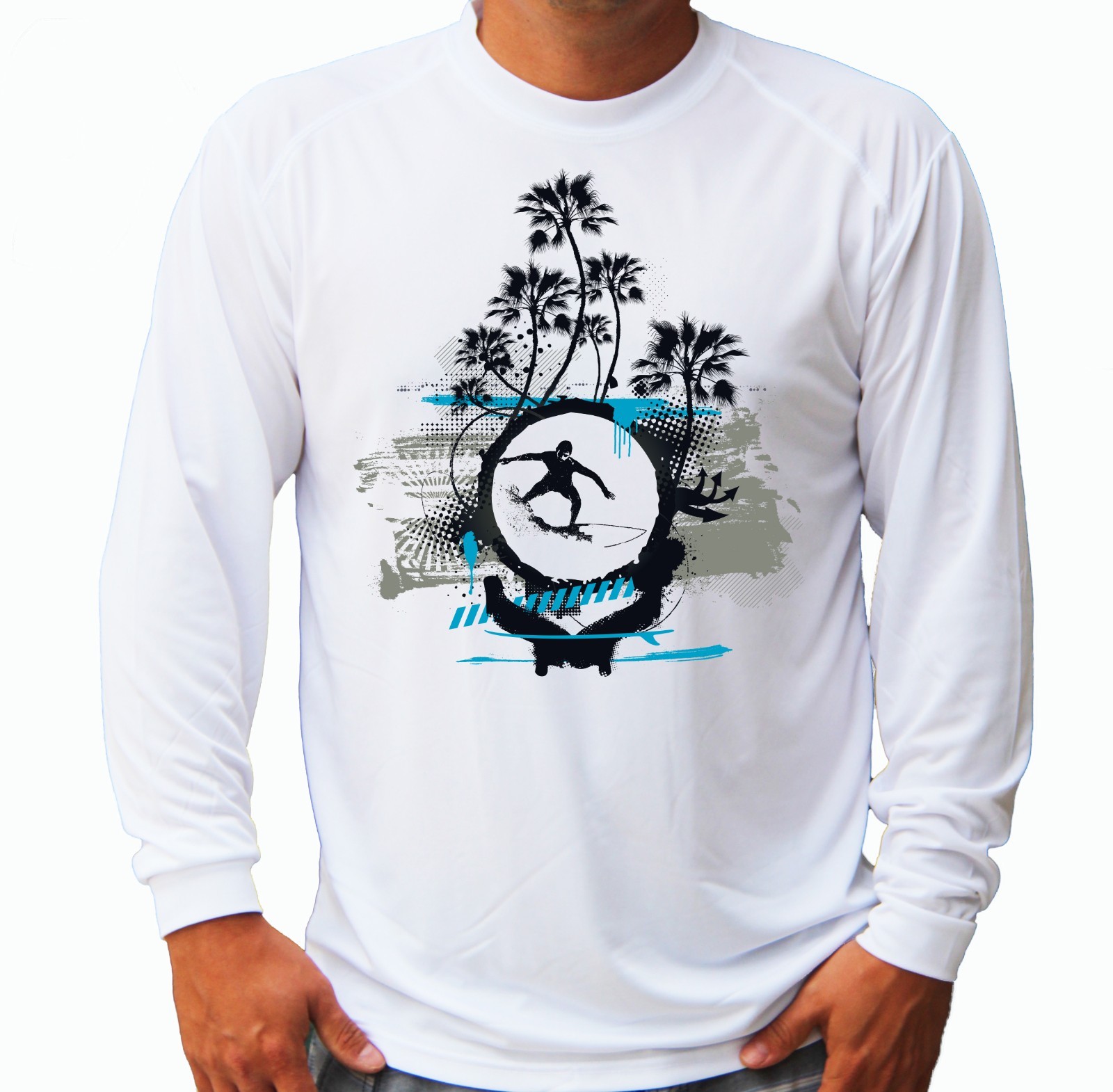Vacation Beach Long Sleeve UPF 30 T-Shirt Surfing Boat Sport UV Protection Gift