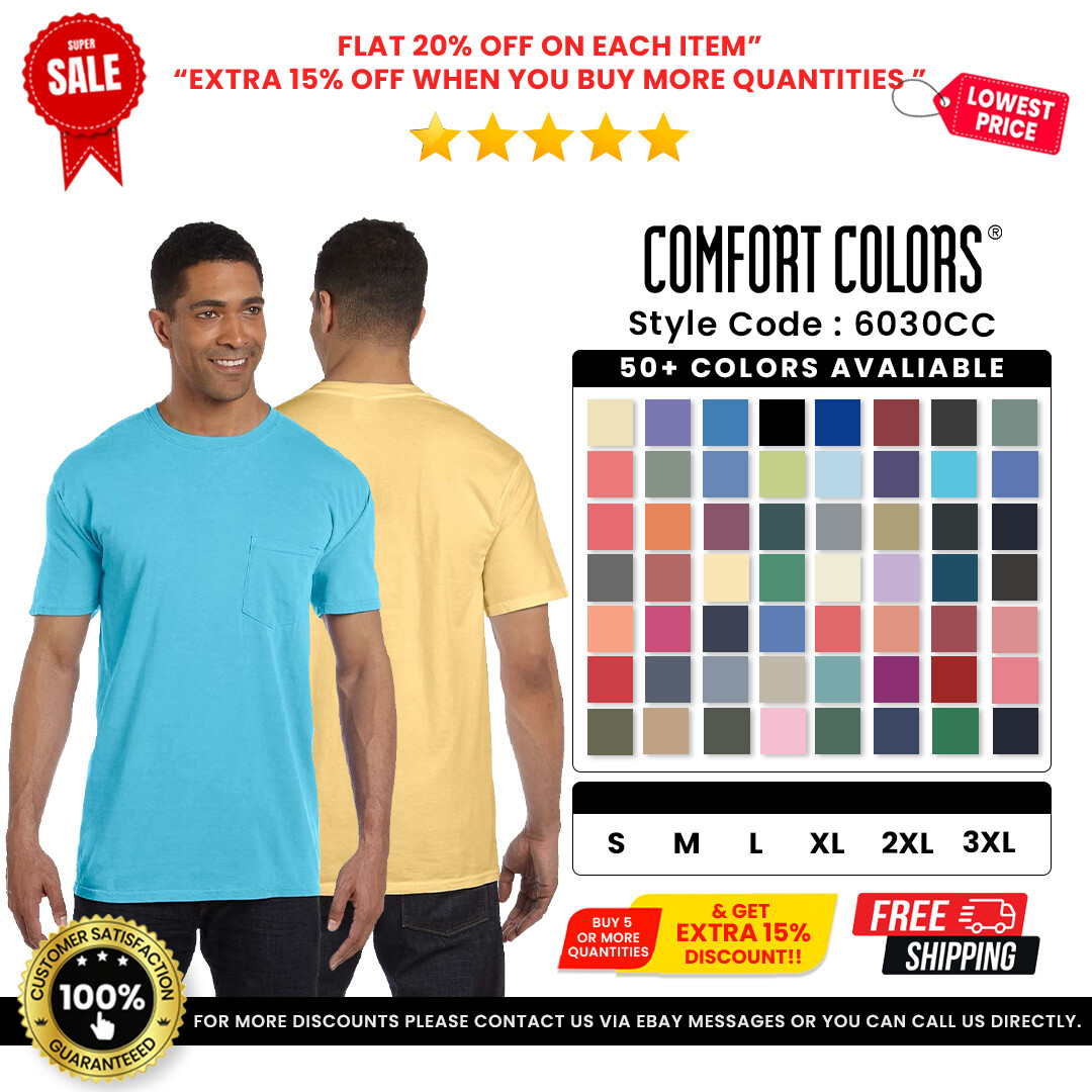 Comfort Colors 6030CC Unisex Cottton Short Sleeve RS Heavyweight Pocket T-Shirt