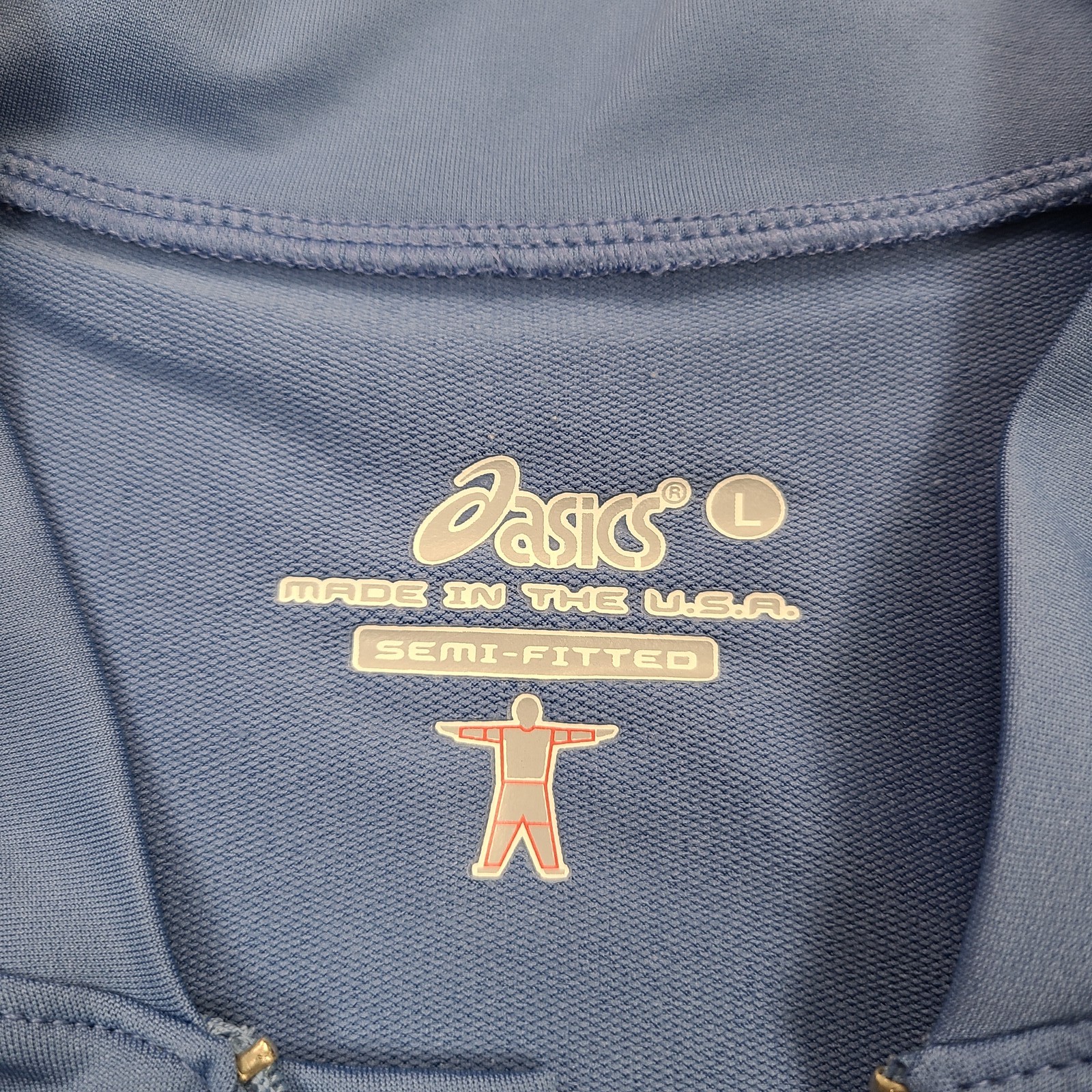 Asics Shirt Mens Extra Large Blue Semi Fitted Made In USA Performance