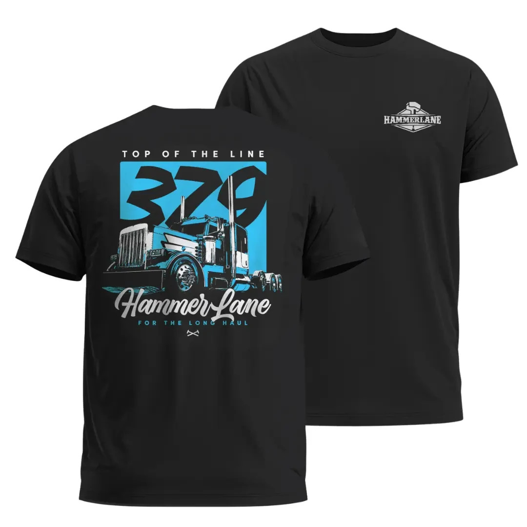 379 Top of the Line Semi Truck T-Shirt, Classic Peterbilt Style Big Rig Graphic