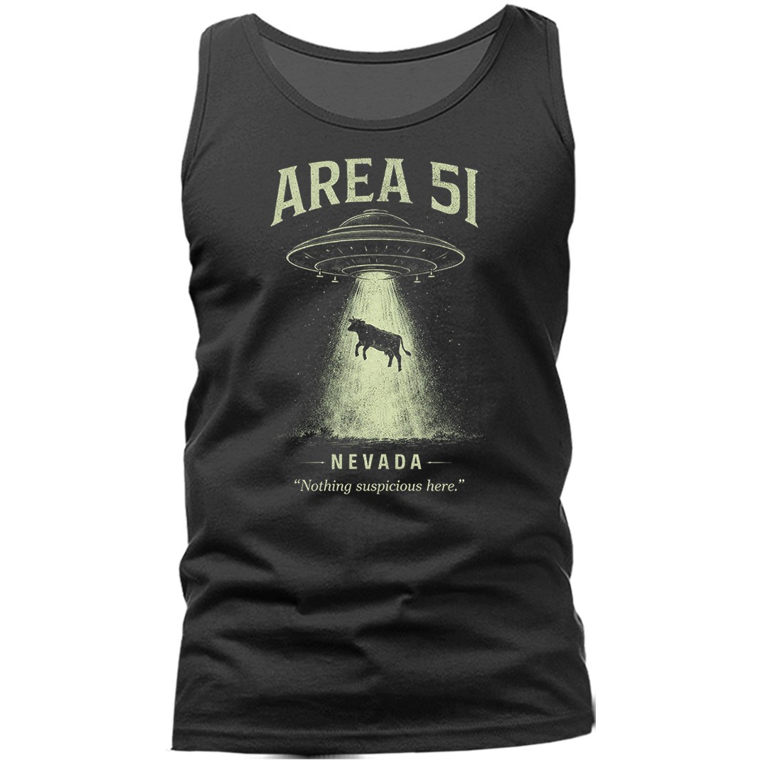 Area 51 UFO Alien Abduction Cow Nevada Sci Fi Humor Tank Top
