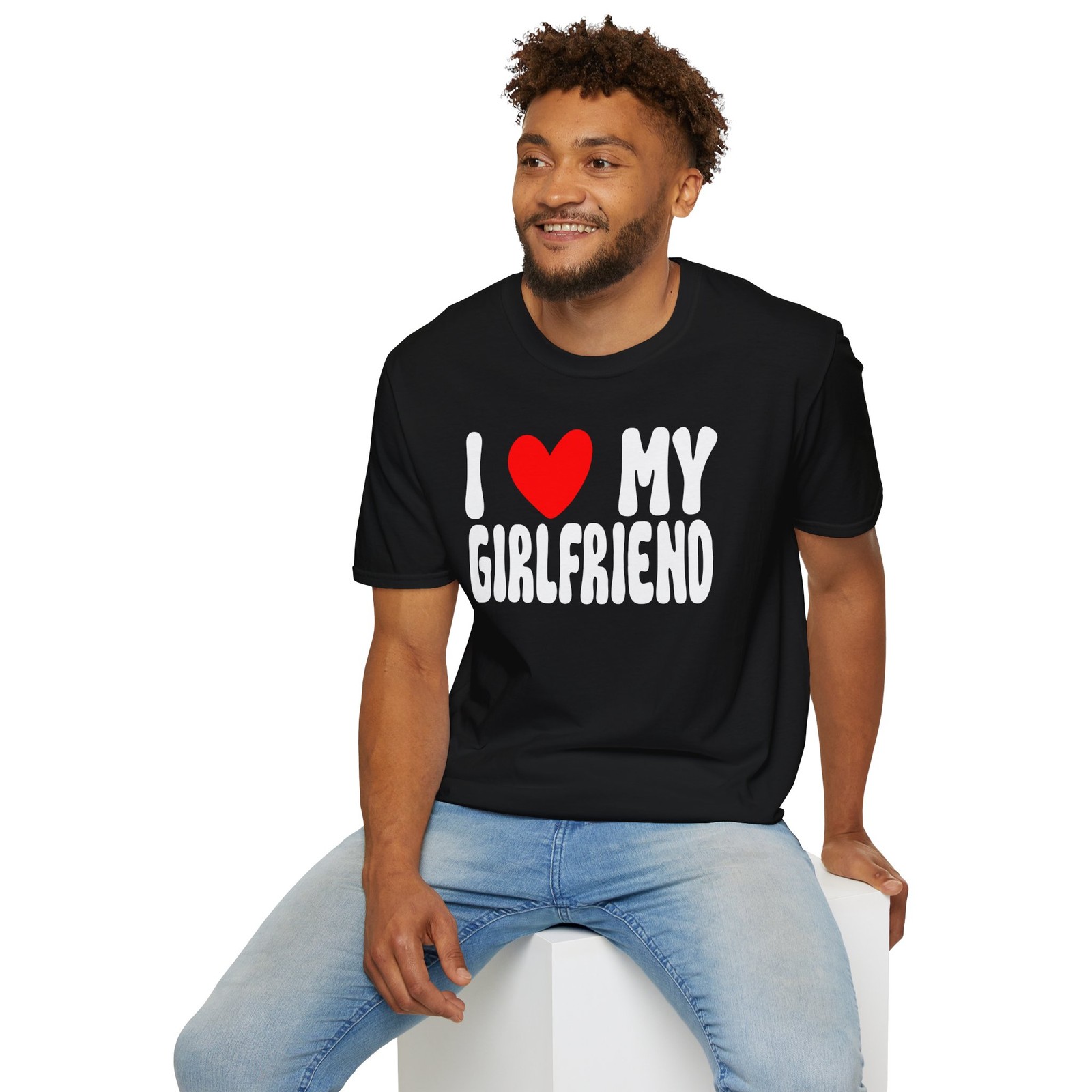 I Love Heart My Girlfriend T-shirt Romantic Valentine’s Day Gift for Men S-3XL