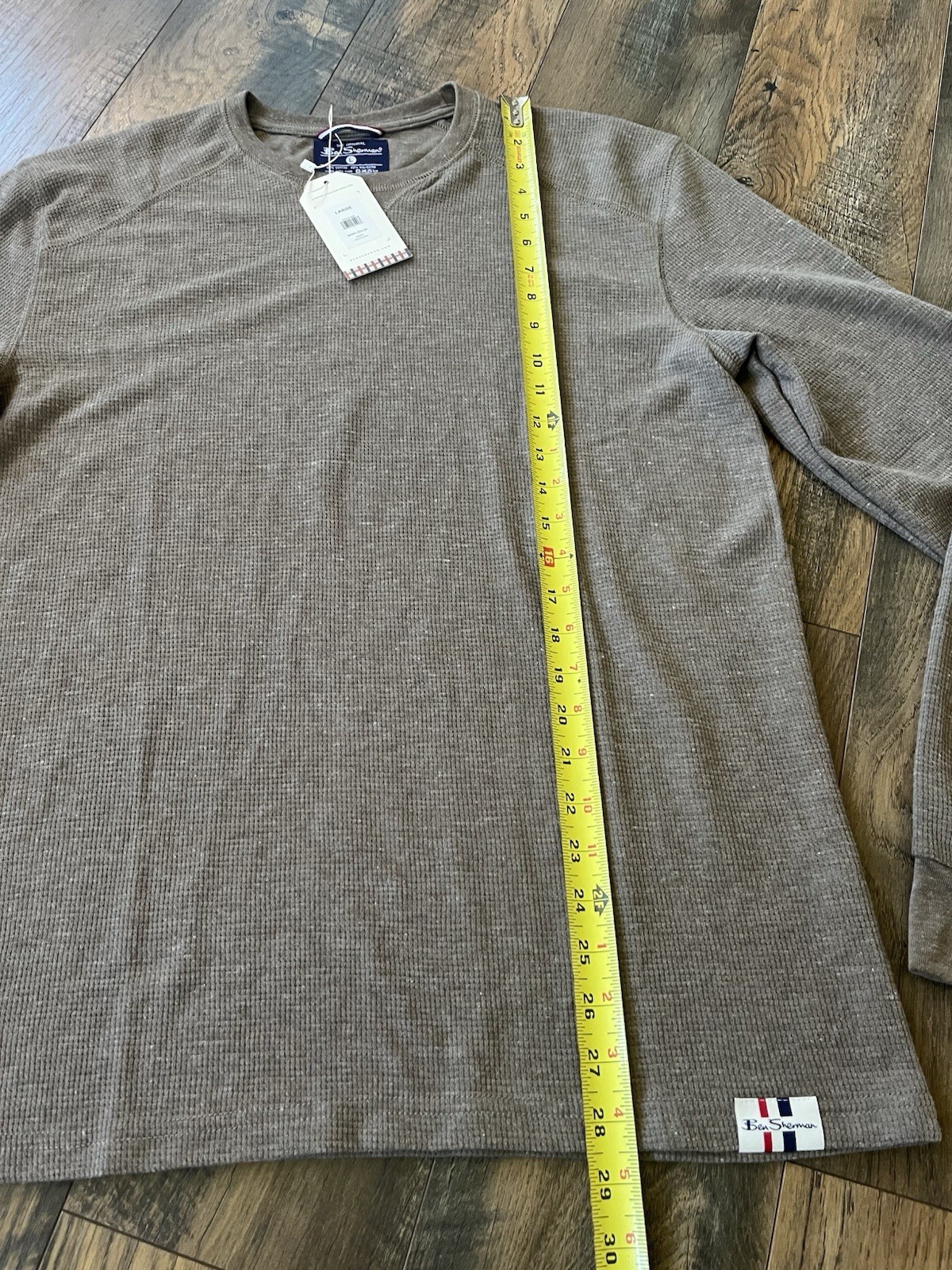 Men Ben Sherman Thermal Waffle-Knit Long Sleeve Brown Shirt Loungewear NWT $52 L