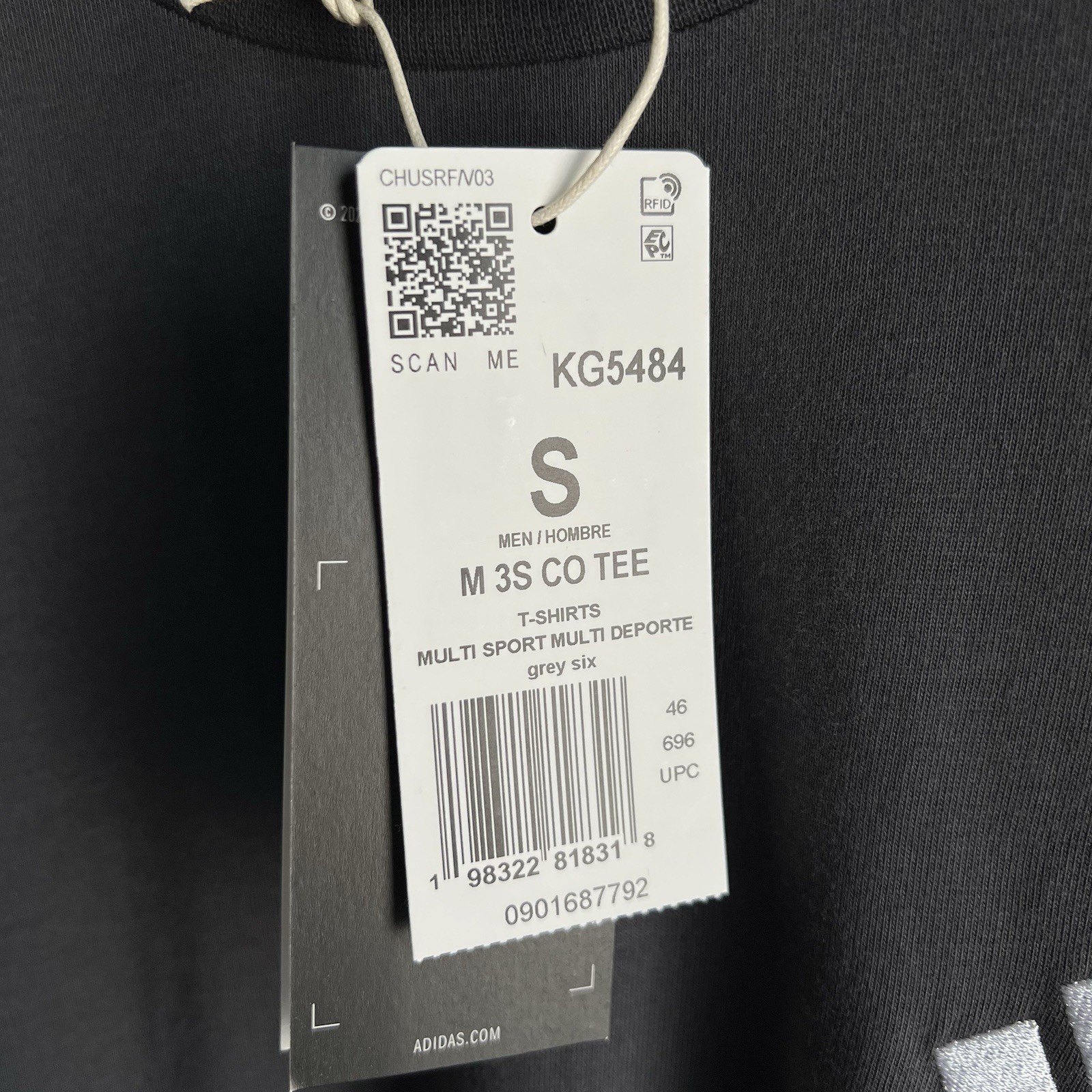 adidas Essentials 3-Stripes Men’s Size S Small T-Shirt Dark Gray NWT