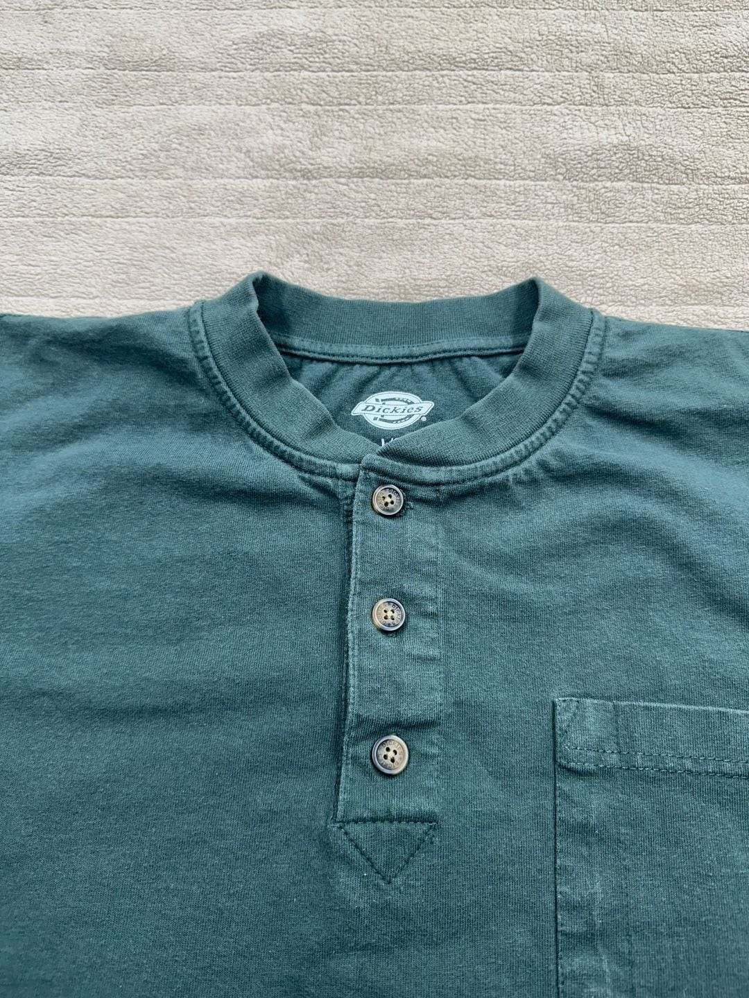 Dickies Men’s WL451GH Heavyweight Long Sleeve Henley Shirt in Hunter Green