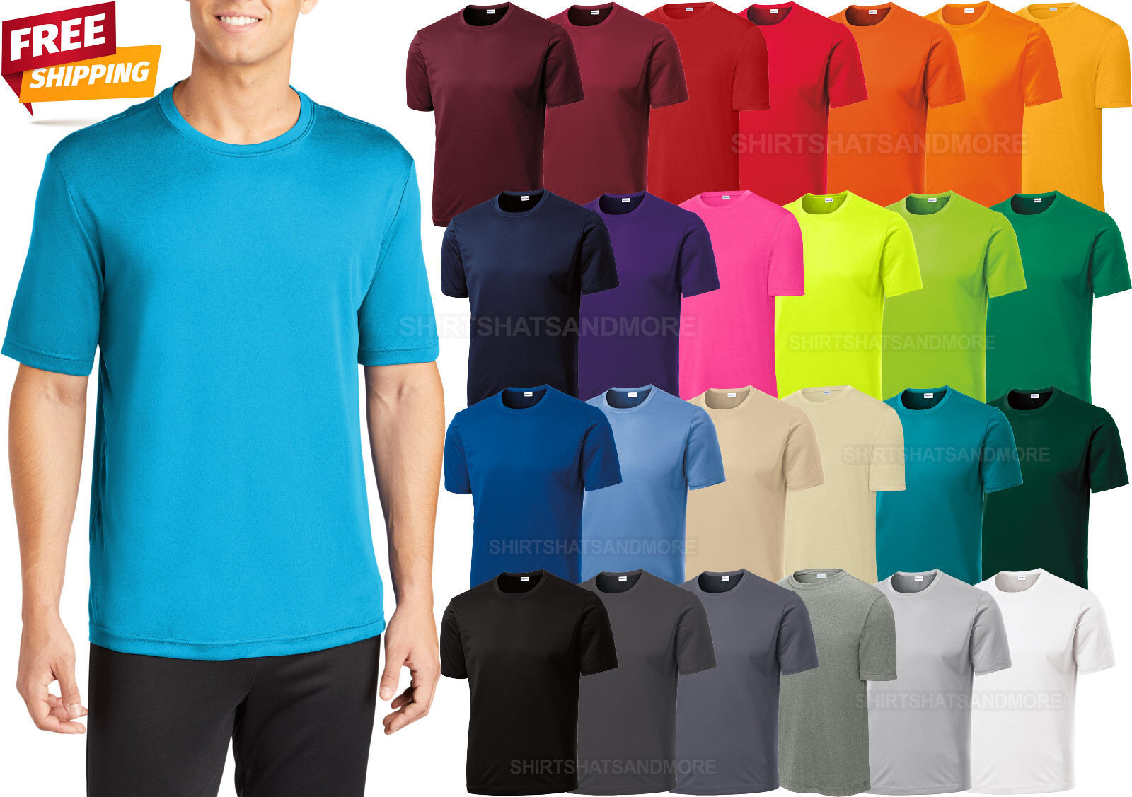 Mens TALL T-Shirt Moisture Wick Dri Fit Performance Tee MANY COLORS LT-4XLT NEW!