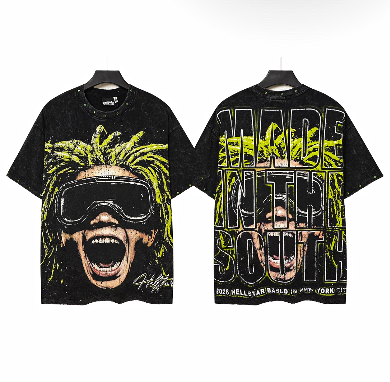Hellstar Black Graphic Print Crew Neck Short Sleeve T-Shirt L Made in USA