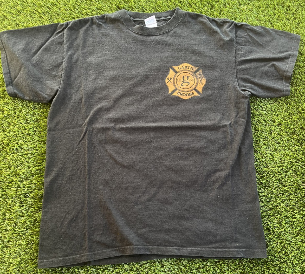 Vintage Y2K Garth Brooks Country Cowboy Music Shirt LA 08 Fire Fighter Large