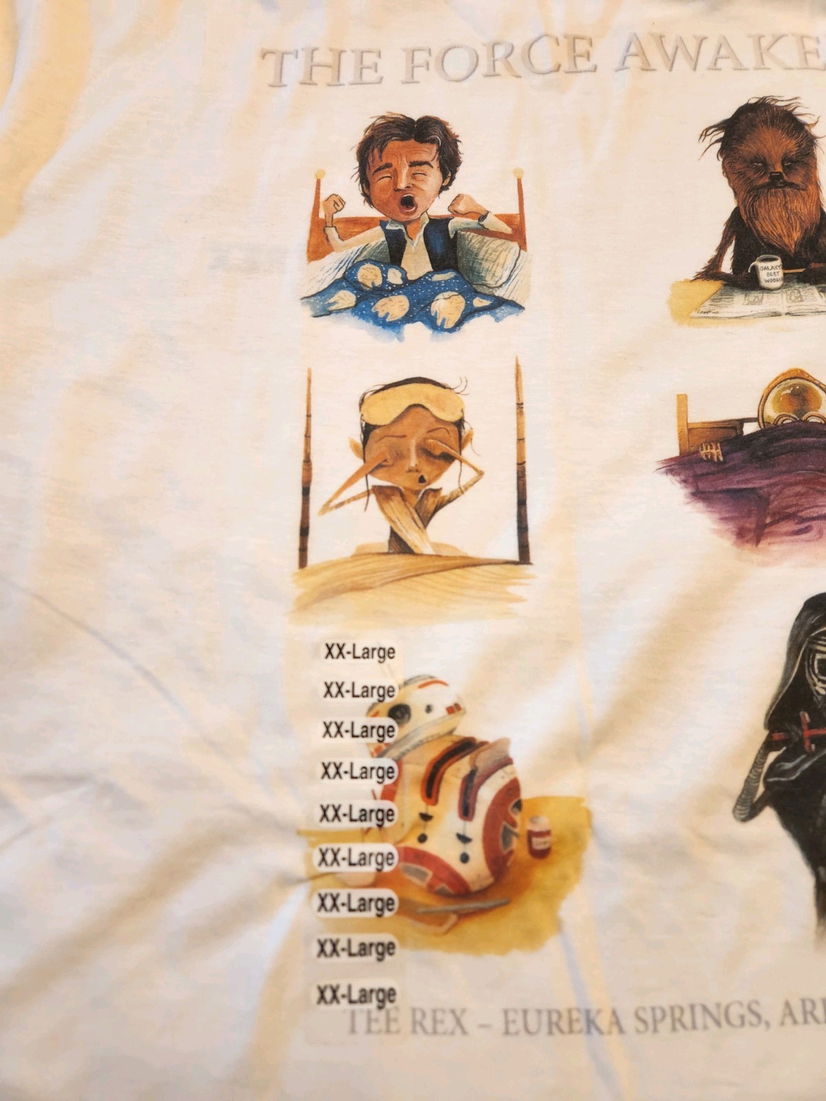NWT Star Wars The Force Awakens Men’s XXL T Shirt White Spoof Shirt – TEE-REX AR
