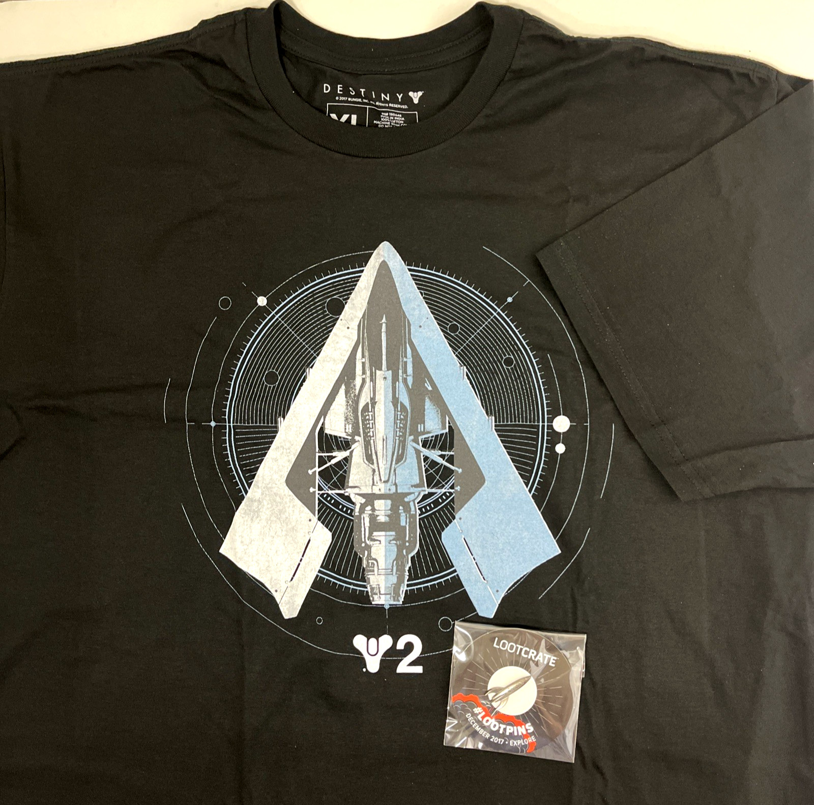 Destiny 2 Graphic T-Shirt Size XL by Bungie Dec. 2017 Explore Loot Crate Pin NEW