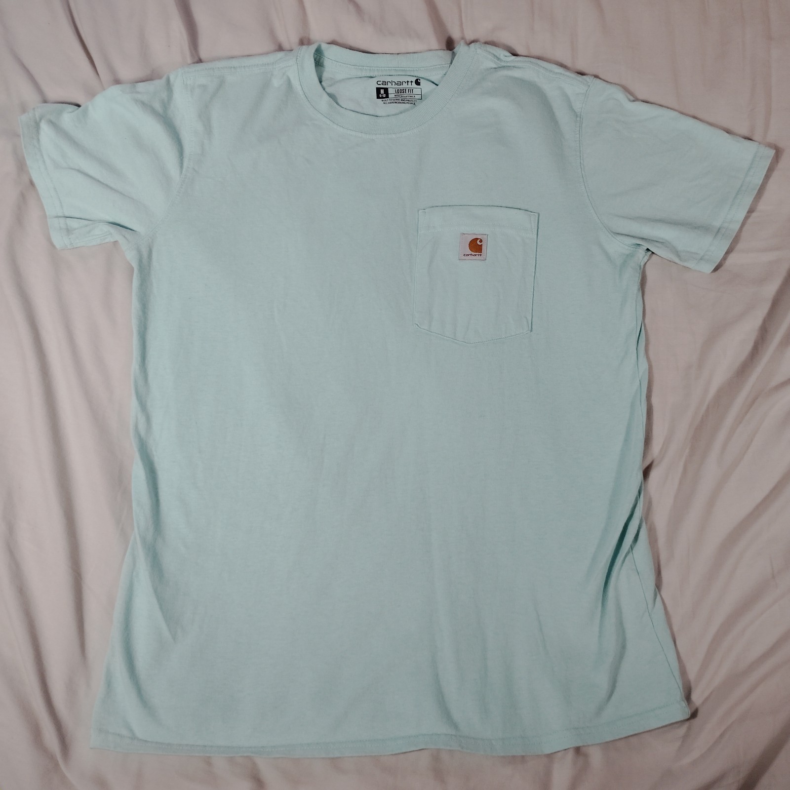 Carhartt Mens Loose Fit Short Sleeve Pocket T-Shirt Mint Green Size Medium M