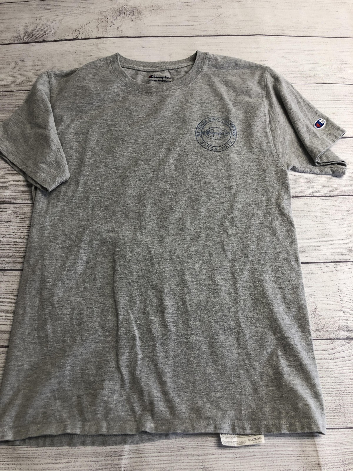 Champion Shirt Mens Small Gray Be Your Own Champion Graphic Athletic