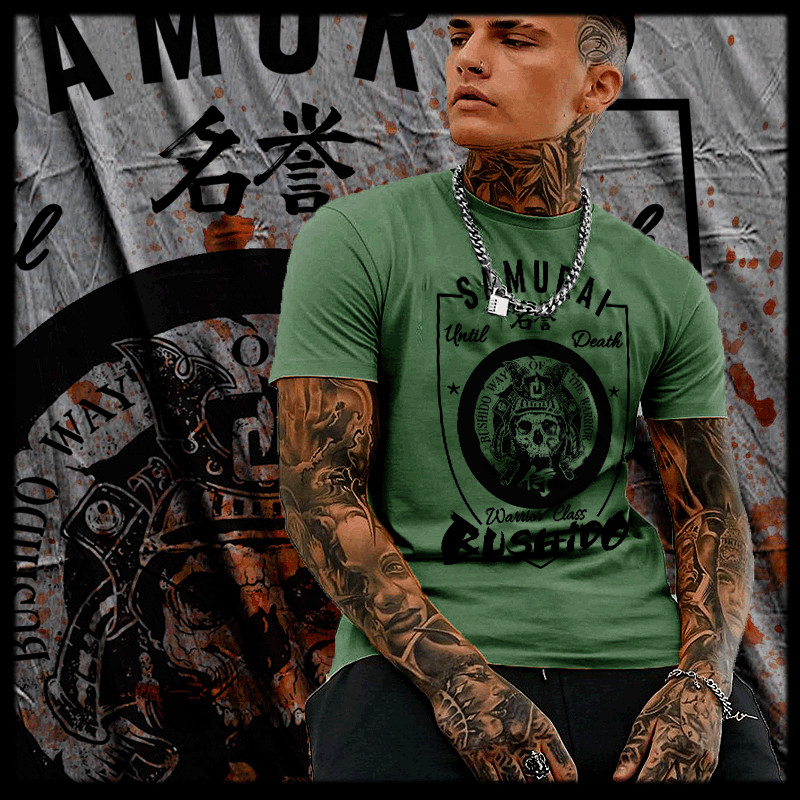 Samurai t-shirt Ronin warrior kabuto bushido code warrior Japanese kanji tee