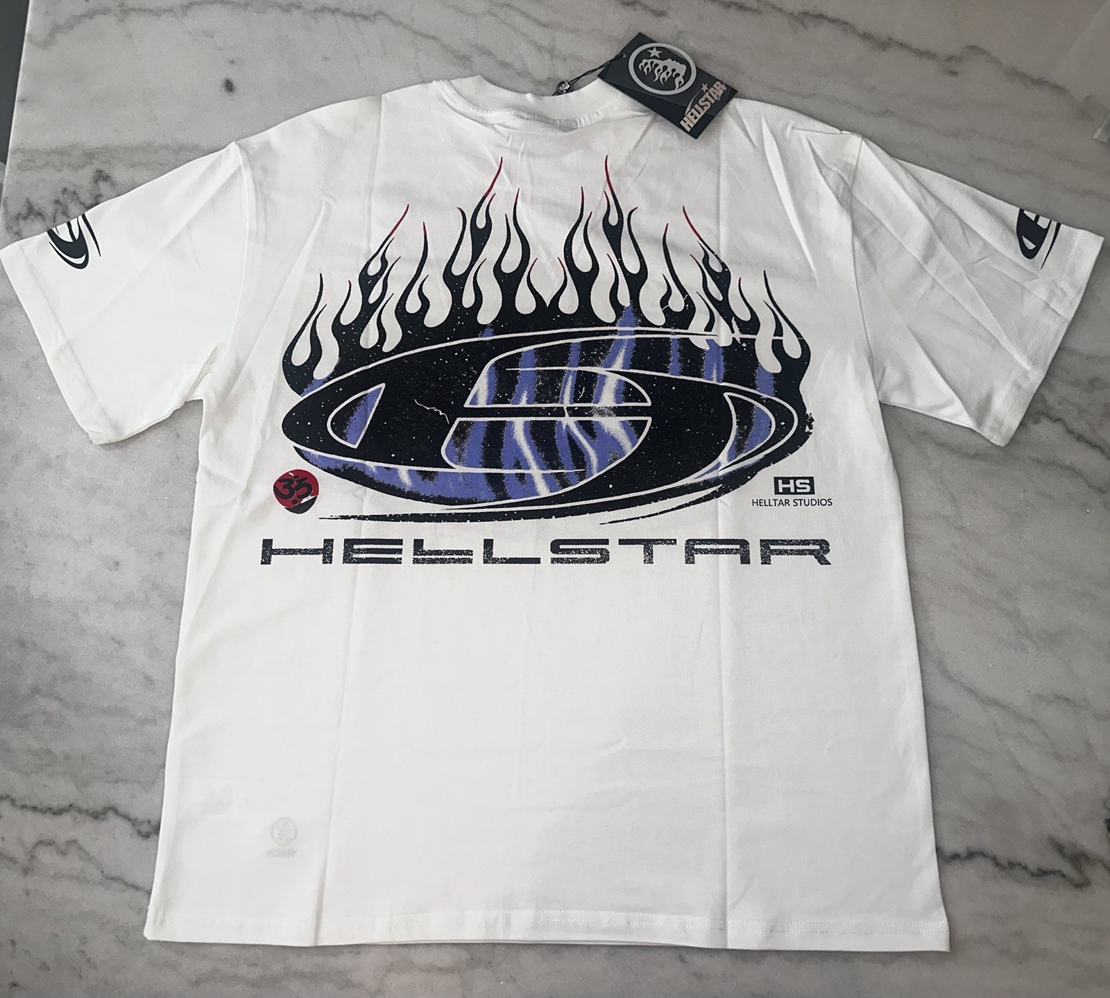Hellstar White Logo Graphic Crew Neck Short Sleeve T-Shirt Men’s M/L