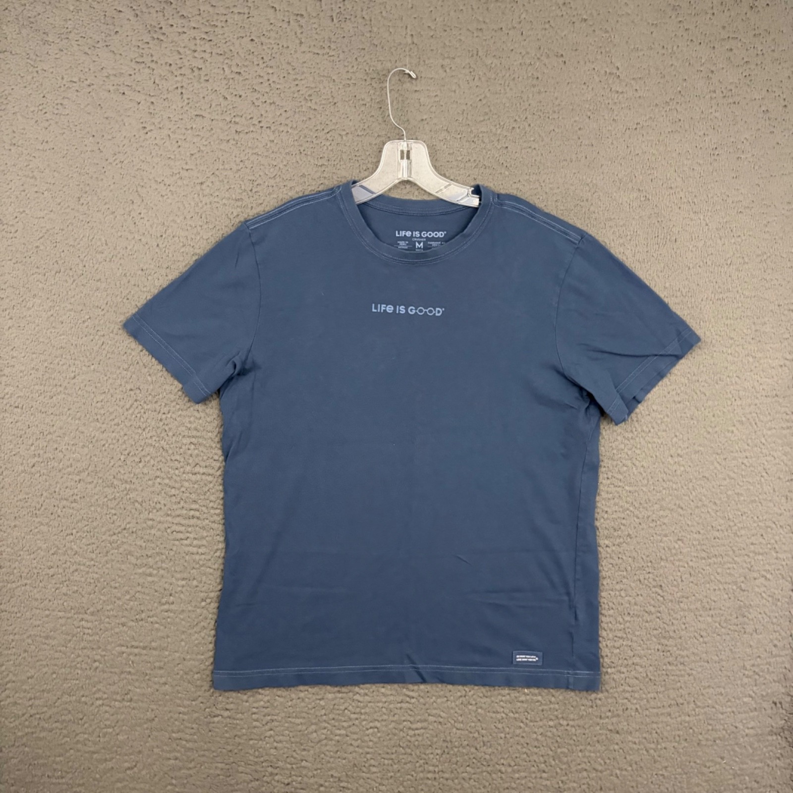 Life is Good Crusher Tee T-Shirt Mens Medium Blue Peace Graphic Casual Everyday
