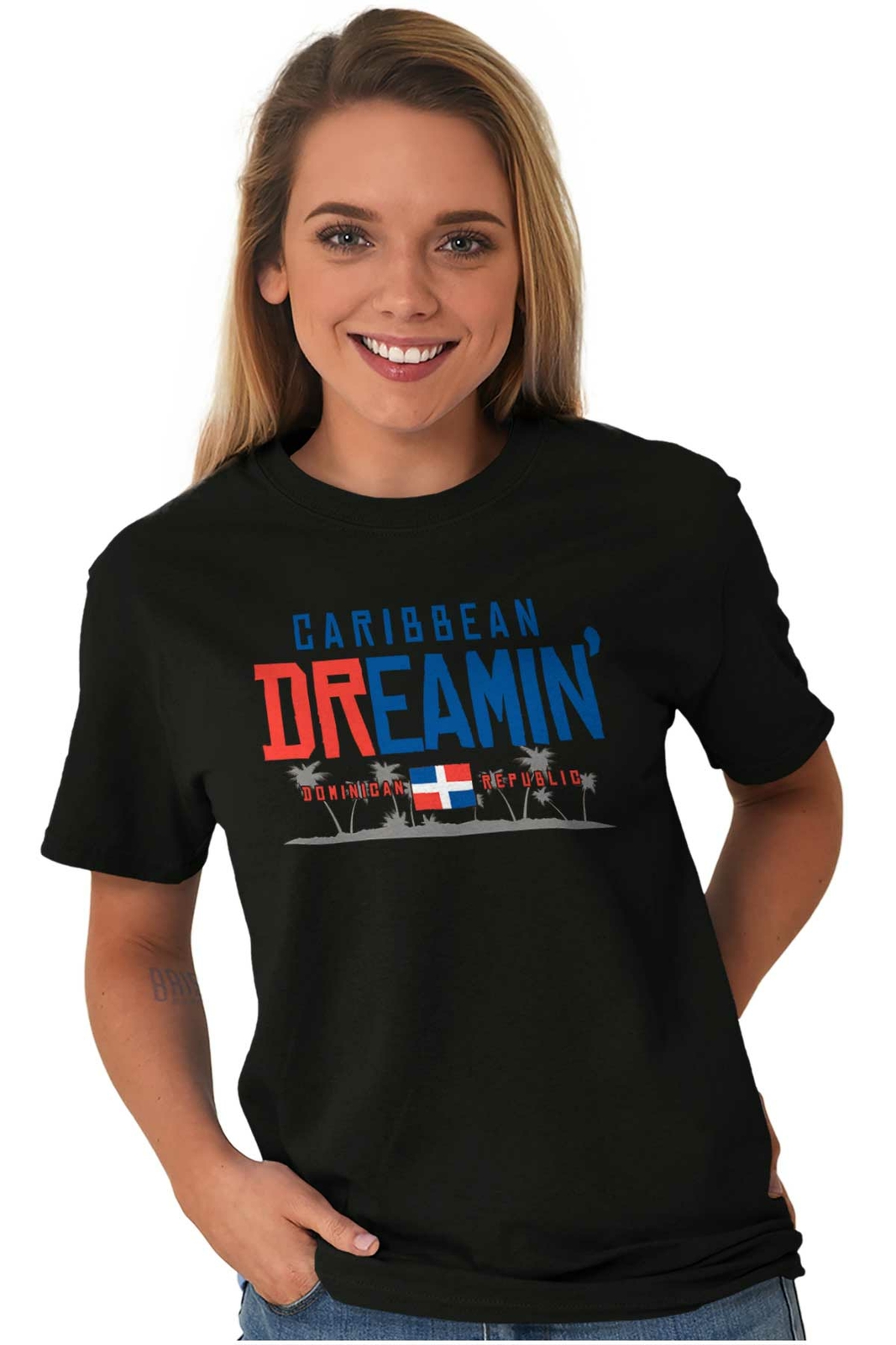 Dominican Republic Flag Colors Caribbean Womens or Mens Crewneck T Shirt Tee