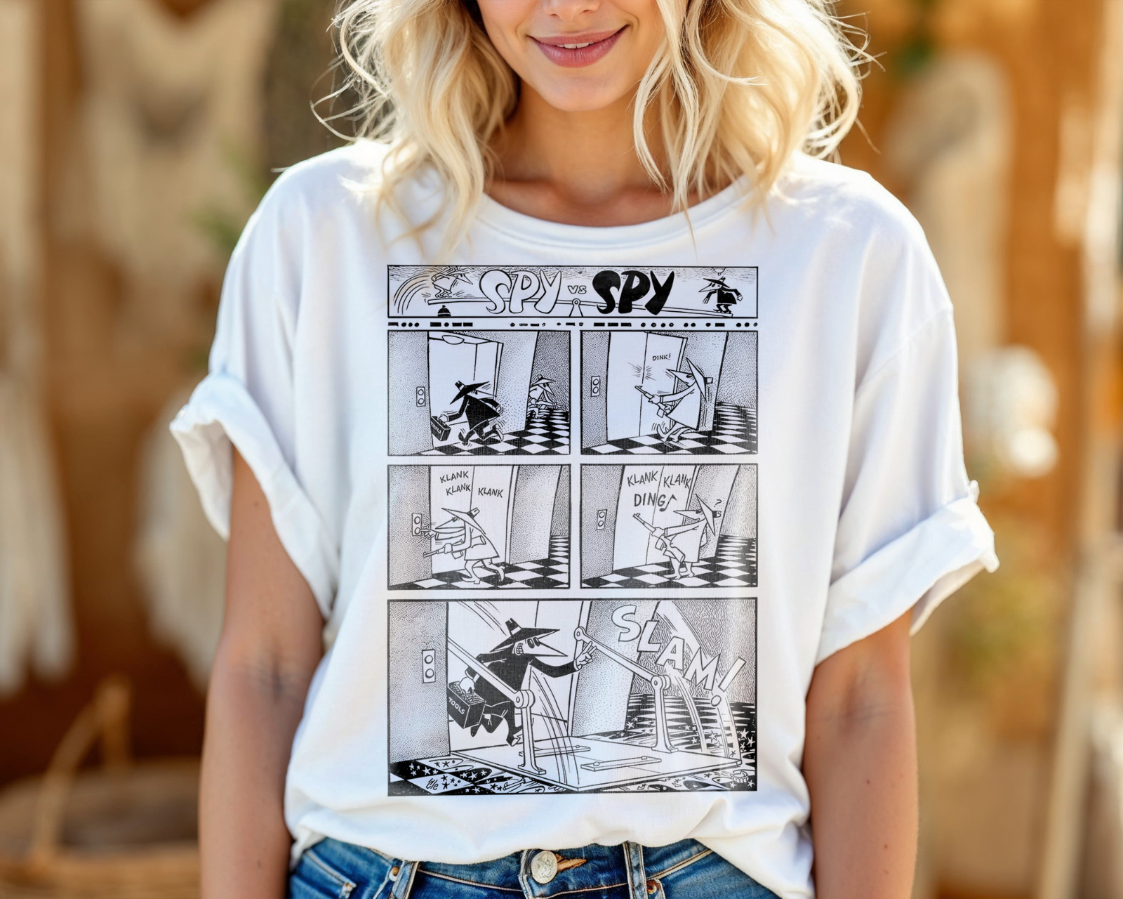 Spy vs Spy Comic Strip Graphic T-Shirt Vintage Retro Cartoon Tee A501