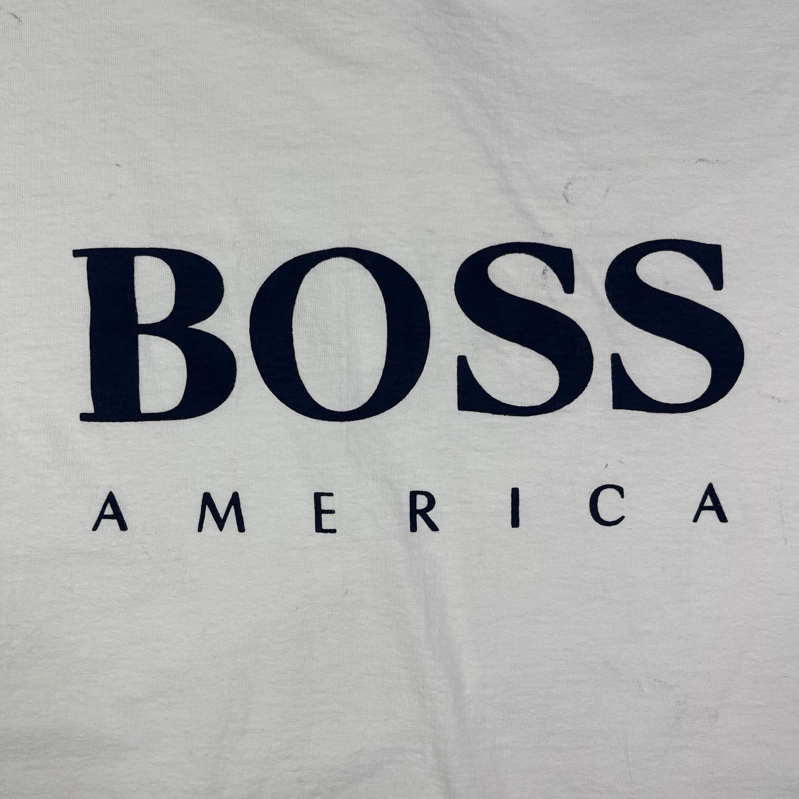 Vintage Hugo Boss T Shirt Mens XL America USA Made White Designer 90s Hip Hop