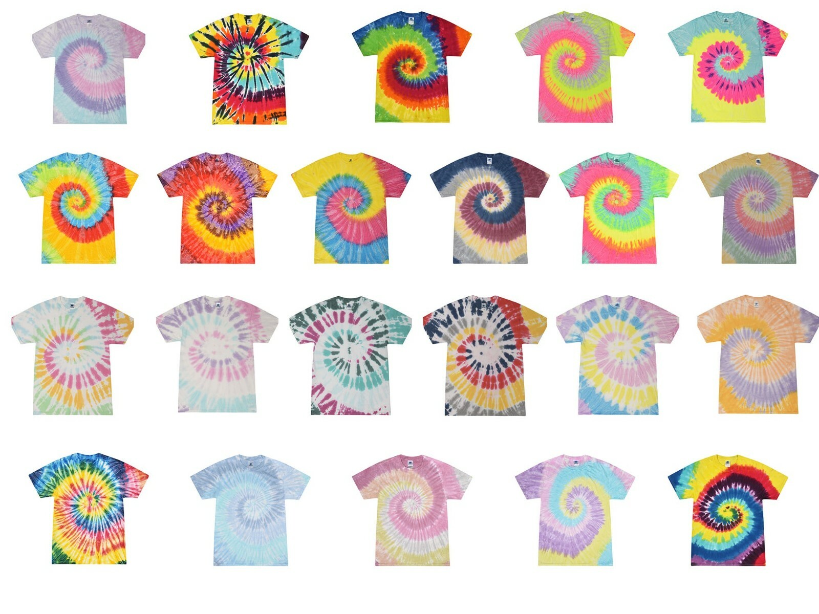 Pick a Multi-color Rainbow Tie Dye T-Shirts 100% Cotton Kids & Adults