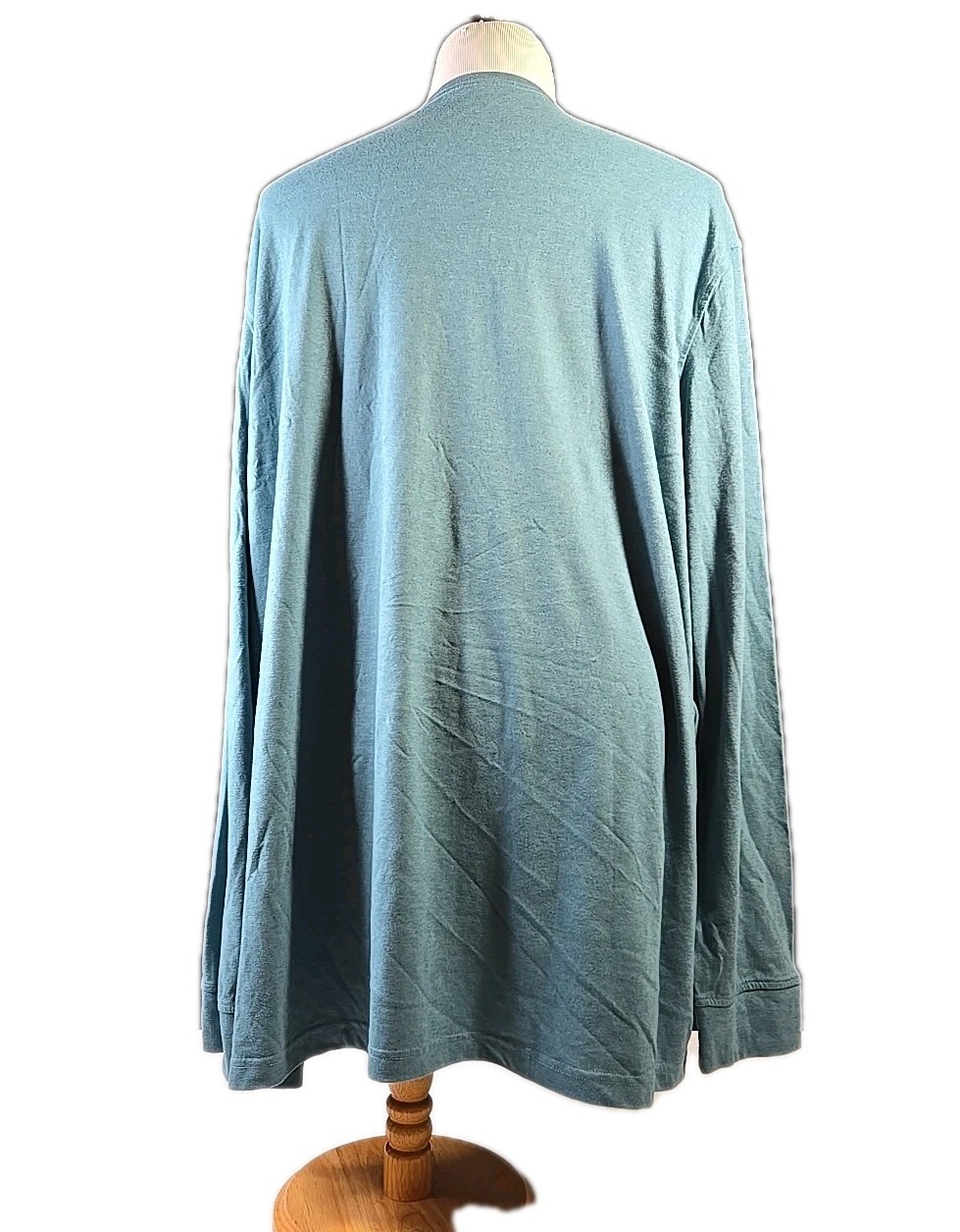 Men’s 3XLT Tshirt. Henley Style Teal Shirt, Preowned Long Sleeves Top