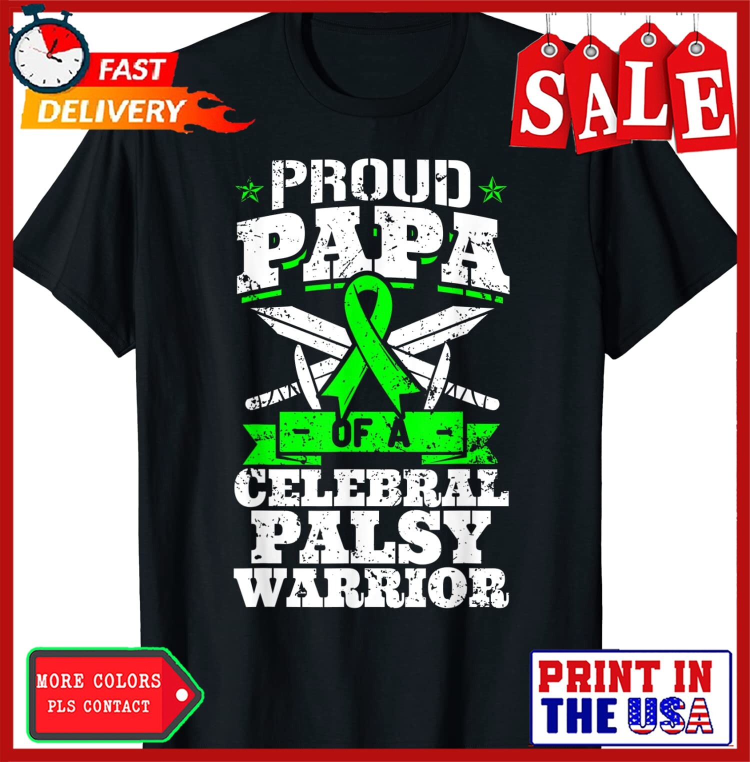 Proud Papa Of A Cerebral Palsy Warrior CP Awareness D Unisex T-Shirt