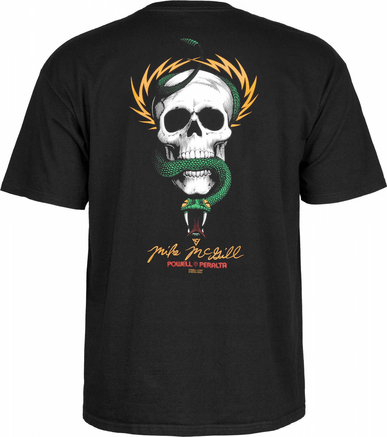 Powell Peralta Mike McGill SKULL AND SNAKE Skateboard T Shirt BLACK