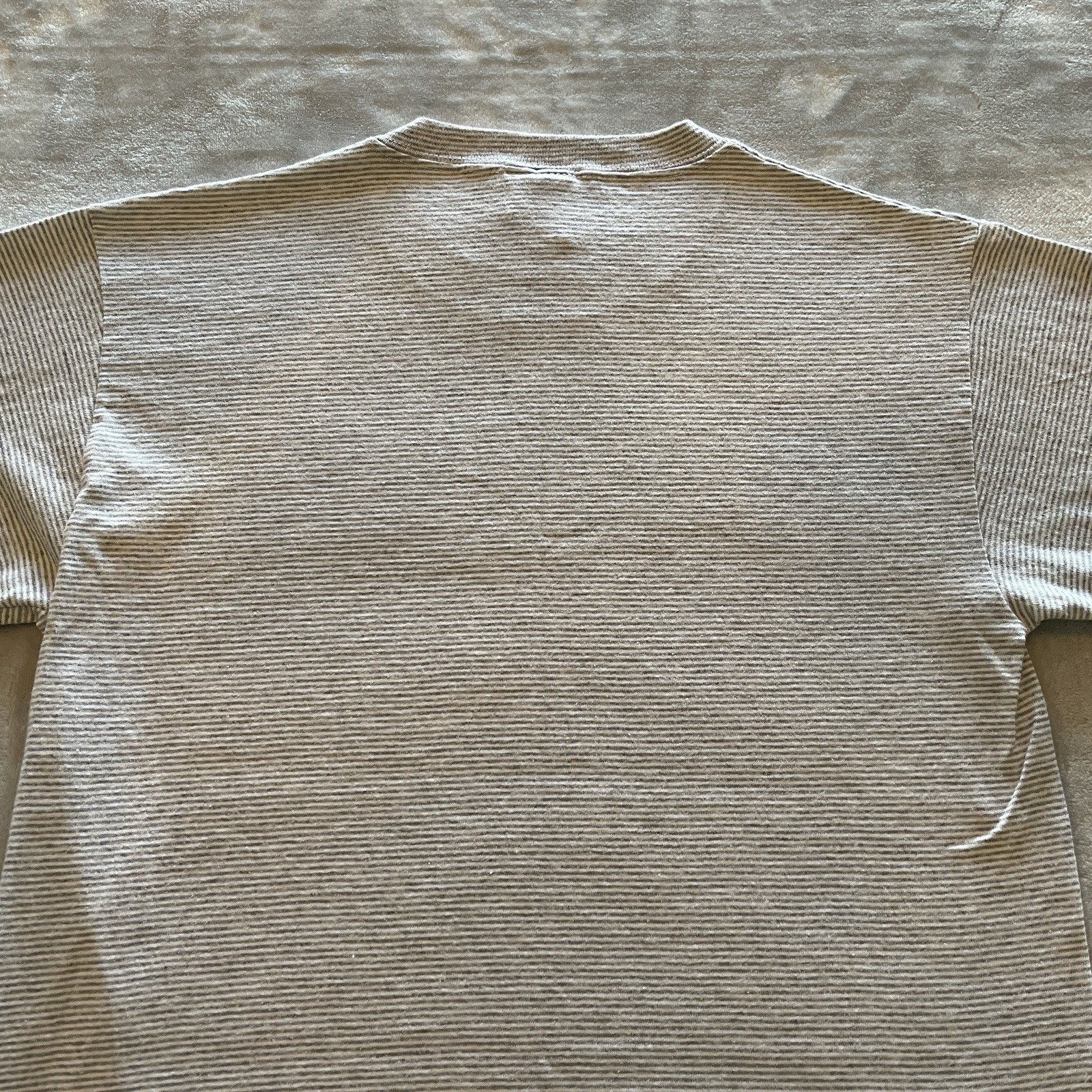 Vintage 90s Single Stitch T-Shirt Mens Small Gray Striped Grayton Beach USA Made