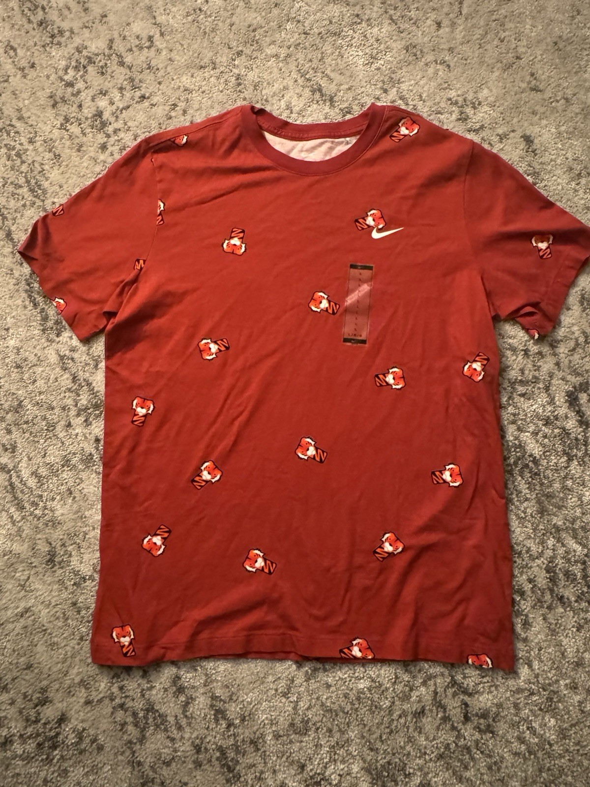 NEW Size L Nike Tiger Woods Frank Golf Red All Over Print Crew T Shirt Tee Mens
