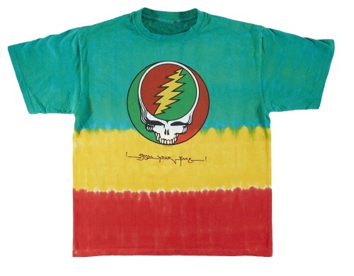 GRATEFUL DEAD-RASTA SYF-Steal Your Face Tri TIE DYE T-SHIRT M-L-XL-2X RARE-LMTD