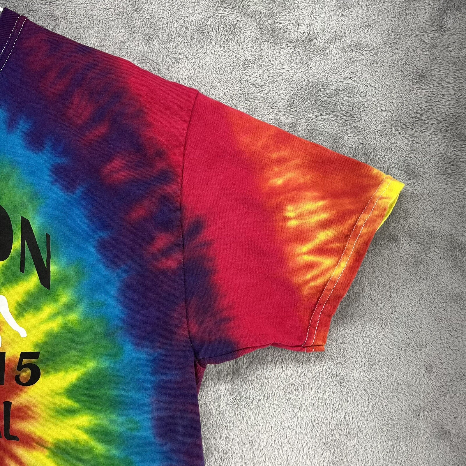 Hoschton Fall Festival Shirt Mens Large Multicolor Tie-Dye Hippy Hipster Retro
