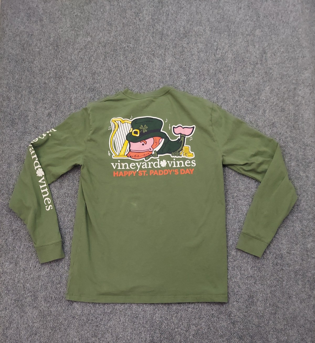 Vinyard Vines Shirt Mens Small Green St Patricks Day Whale Leprechaun Graphic