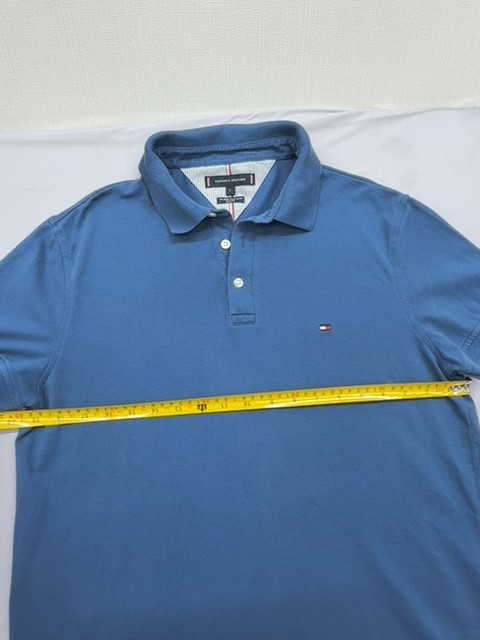Tommy Hilfiger Polo Shirt Mens Blue Slim Fit Size L 1985
