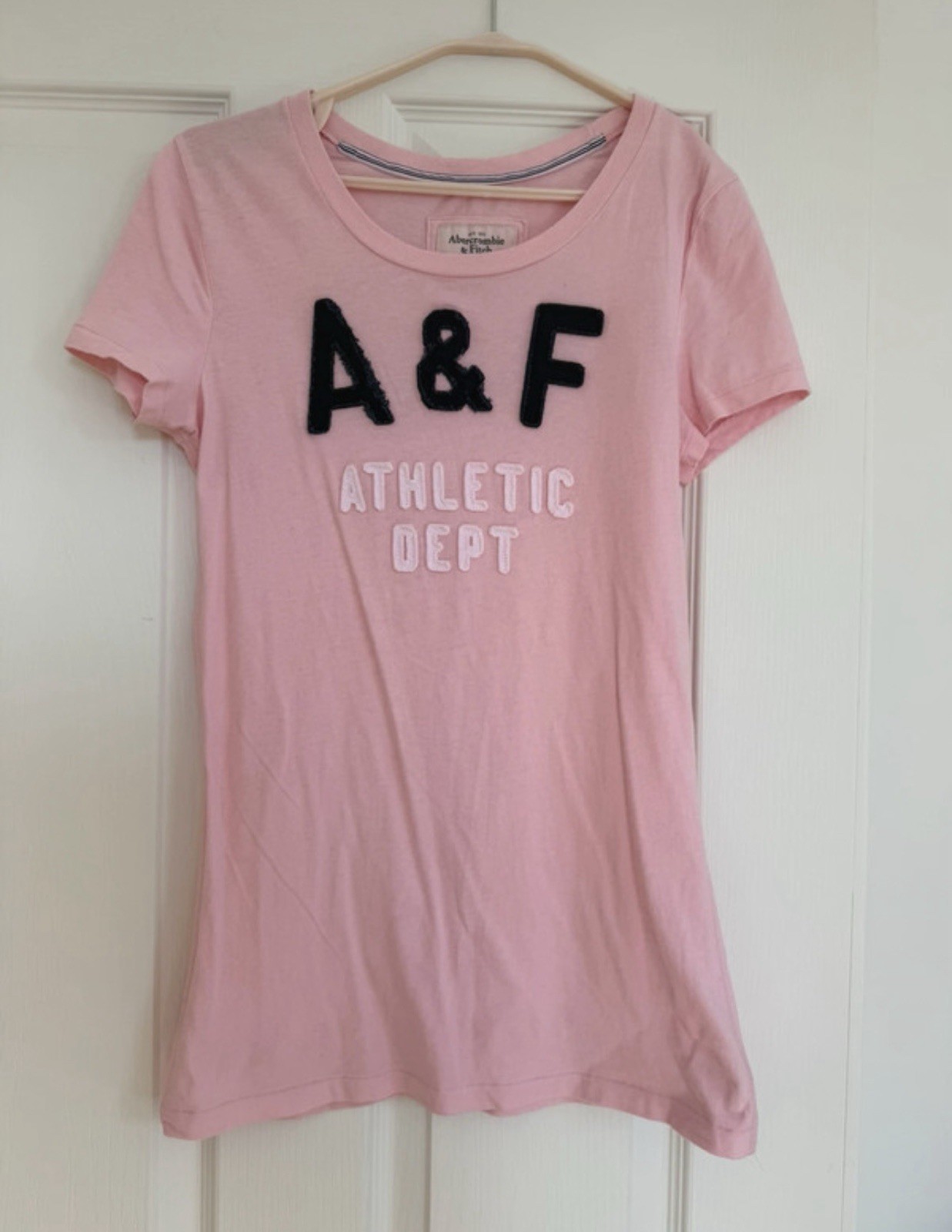 Abercrombie & Fitch Y2K Pink Logo Graphic Crew Neck T-Shirt, L Cotton Knit