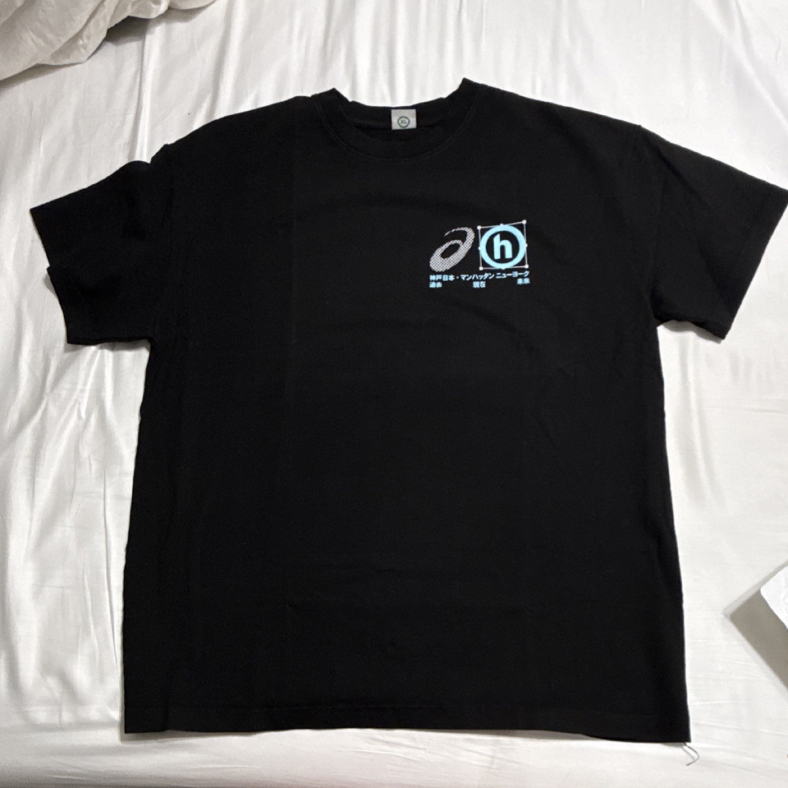 HIDDEN x Asics Running Man Graphic Men’s Black Short Sleeve T-Shirt Size XL