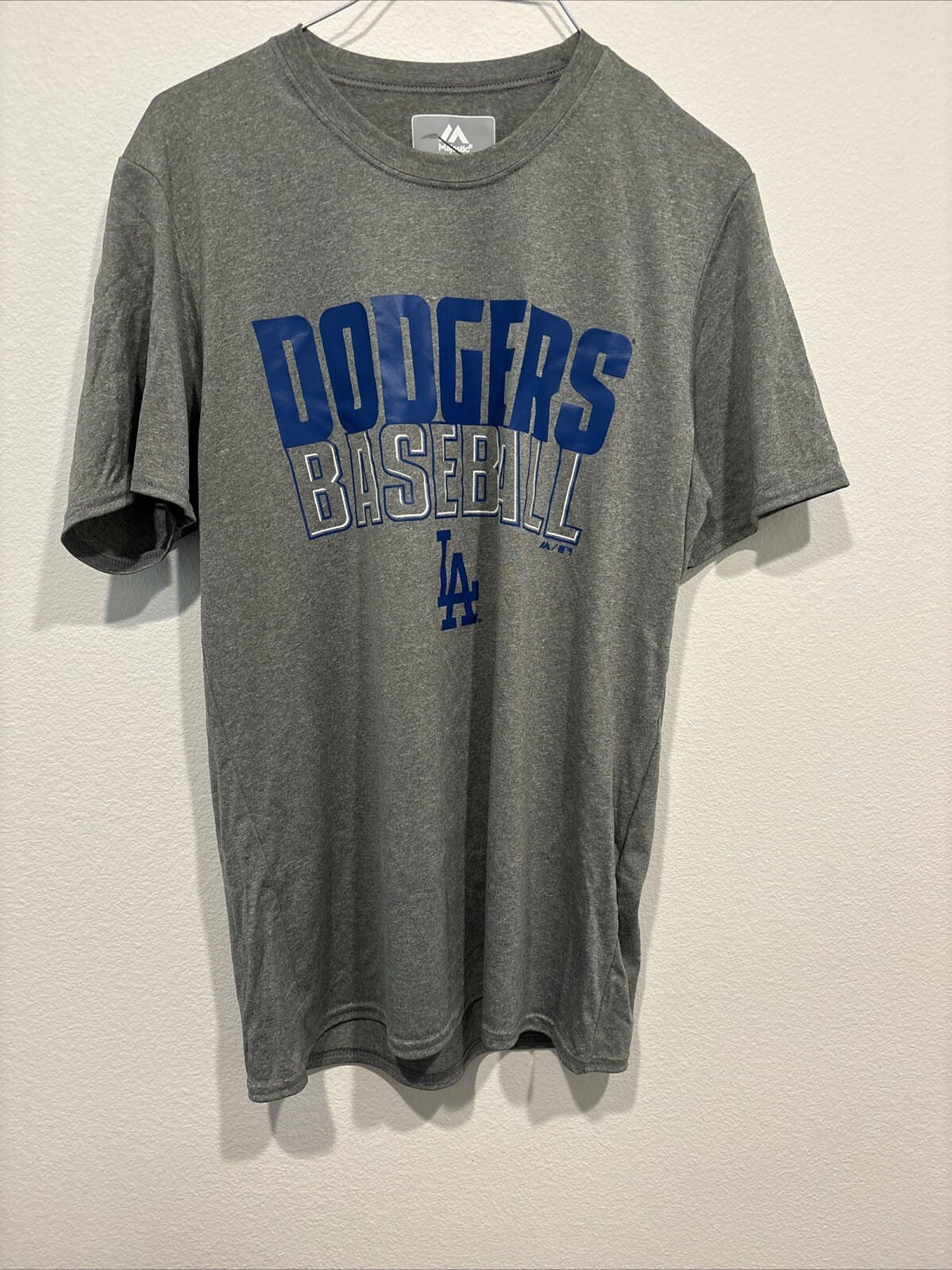 MLB Los Angeles LA Dodgers Majestic T-shirt Mens Size Medium Heather Gray